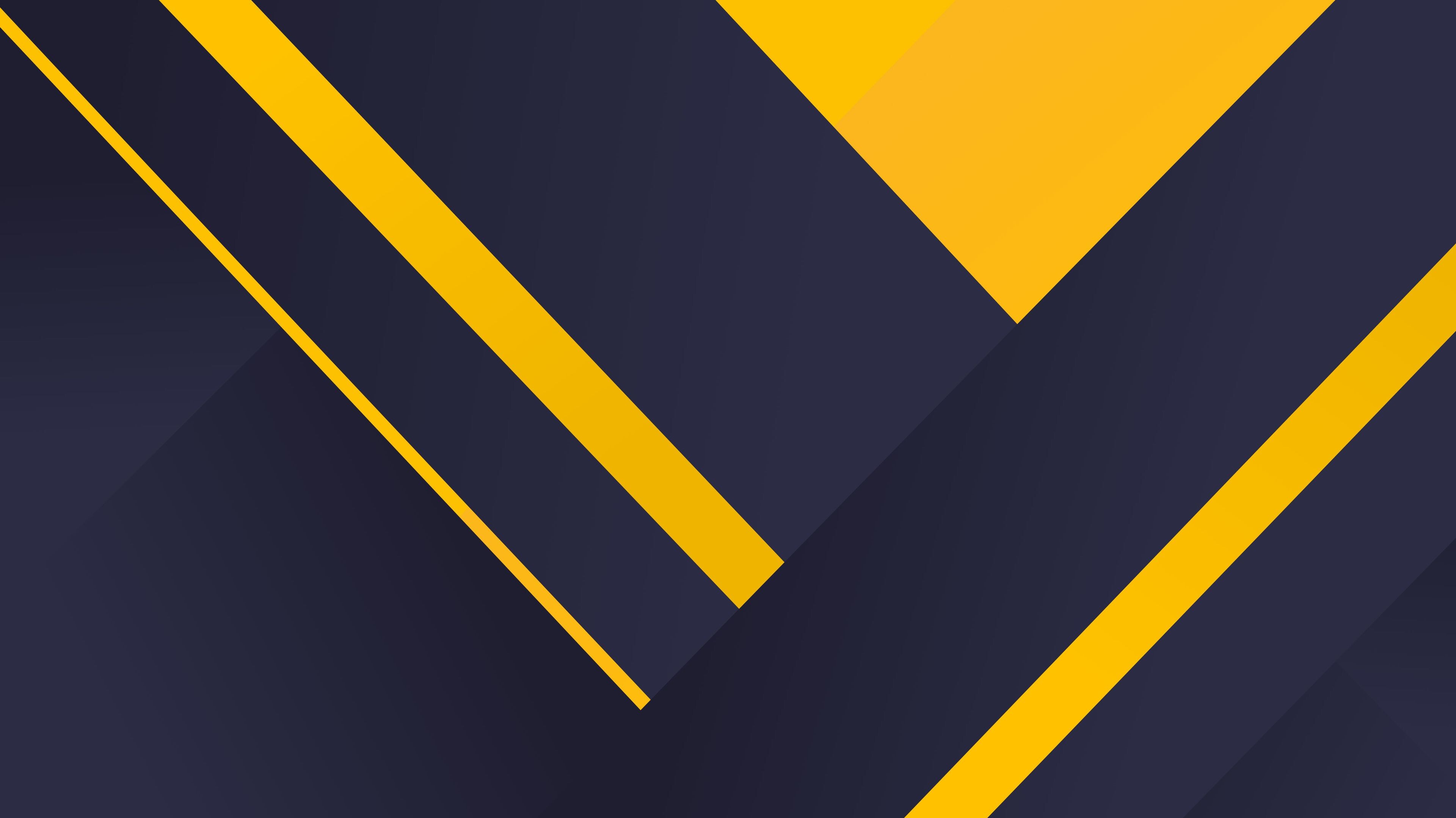 Geometric Abstract: Yellow, Blue, Parallel lines, Two-dimensional space. 3840x2160 4K Background.