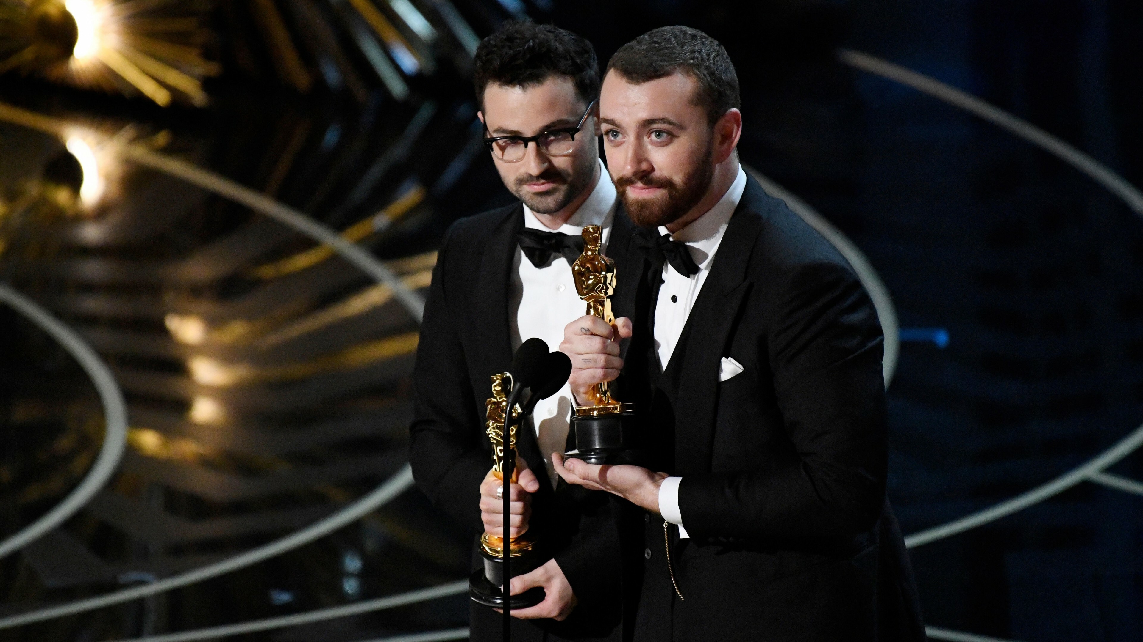 Sam Smith: Oscar 2016, Won the Academy Award for Best Original Song for "Writing's on the Wall". 3840x2160 4K Background.