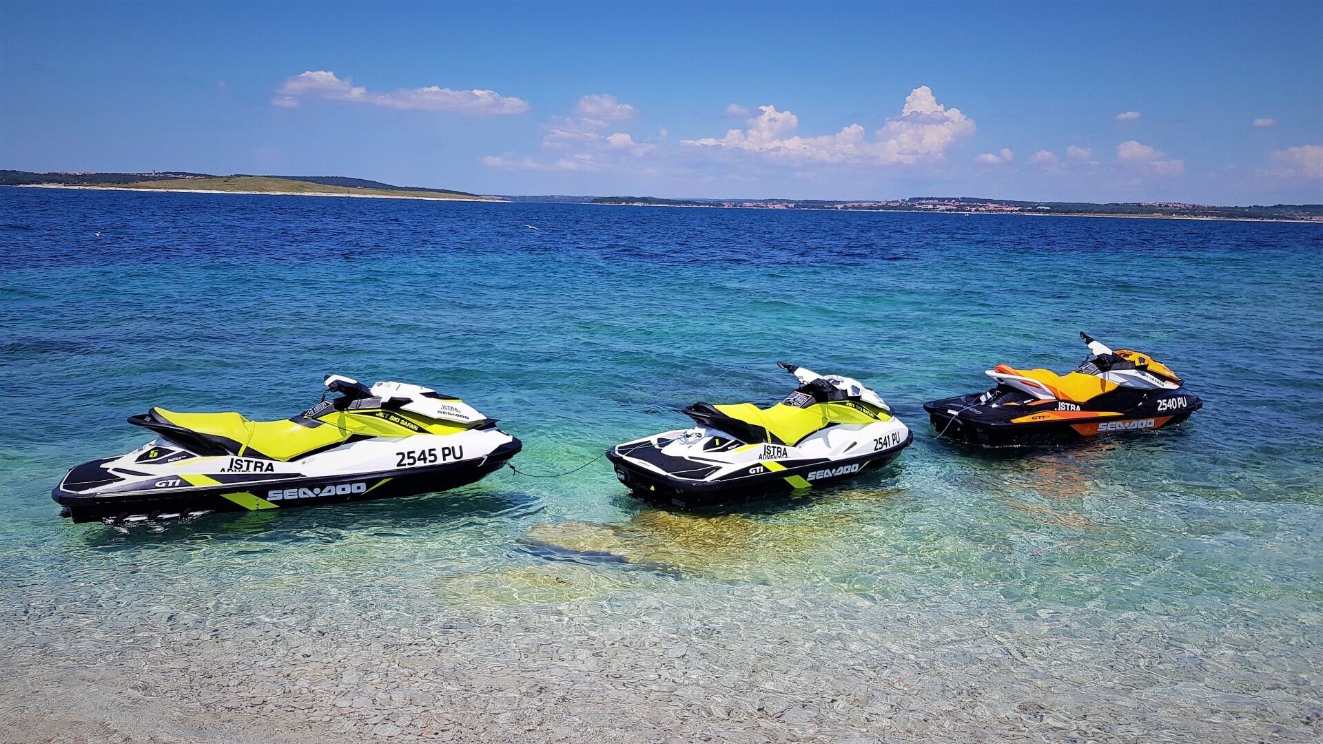 Jet Ski: Sea-Doo, Istria, The Adriatic Sea, Adventure outdoor activities. 1920x1080 Full HD Background.