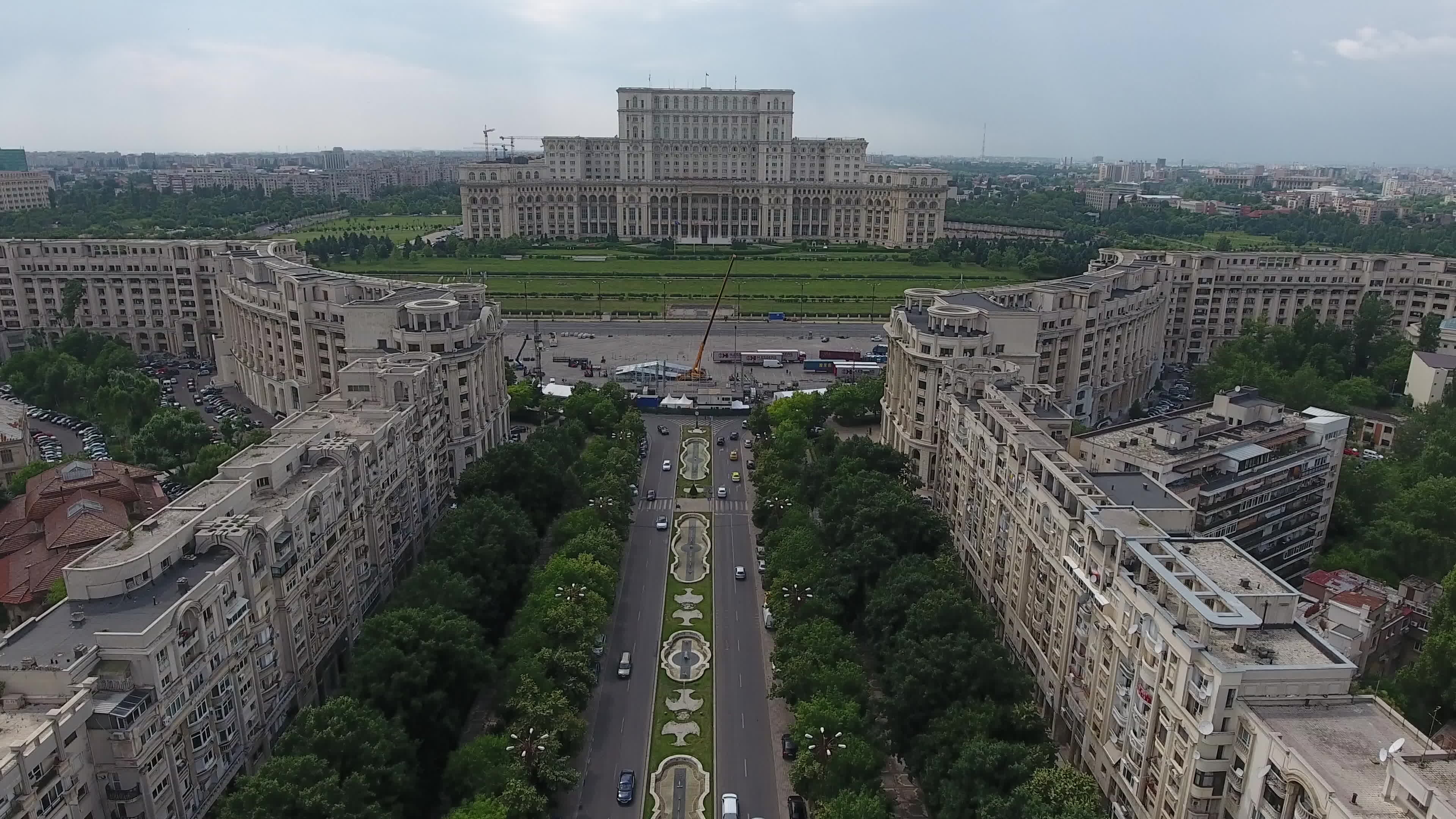 Palace of Parliament Bucharest, 4k drone shot, 3840x2160 4K Desktop