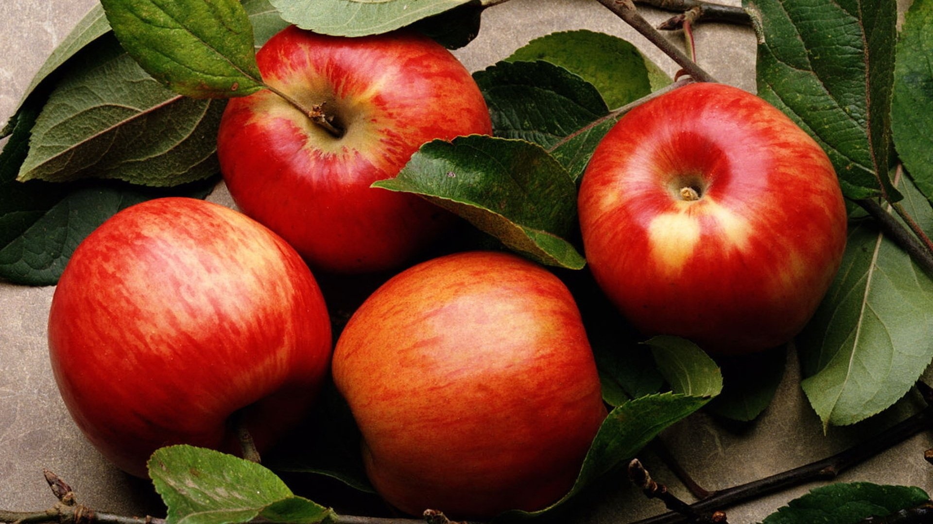 Apple (Fruit): Rich in simple sugars, such as fructose, sucrose, and glucose. 1920x1080 Full HD Background.