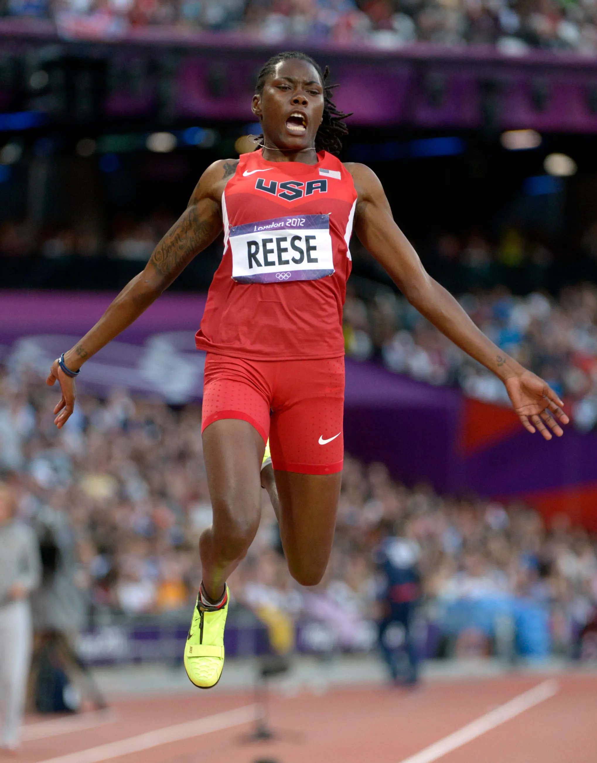 Long Jump: Mississippi's long jump history, Brittney Reese, London 2012 Summer Olympics, Team USA, Gold Winner. 2040x2610 HD Background.