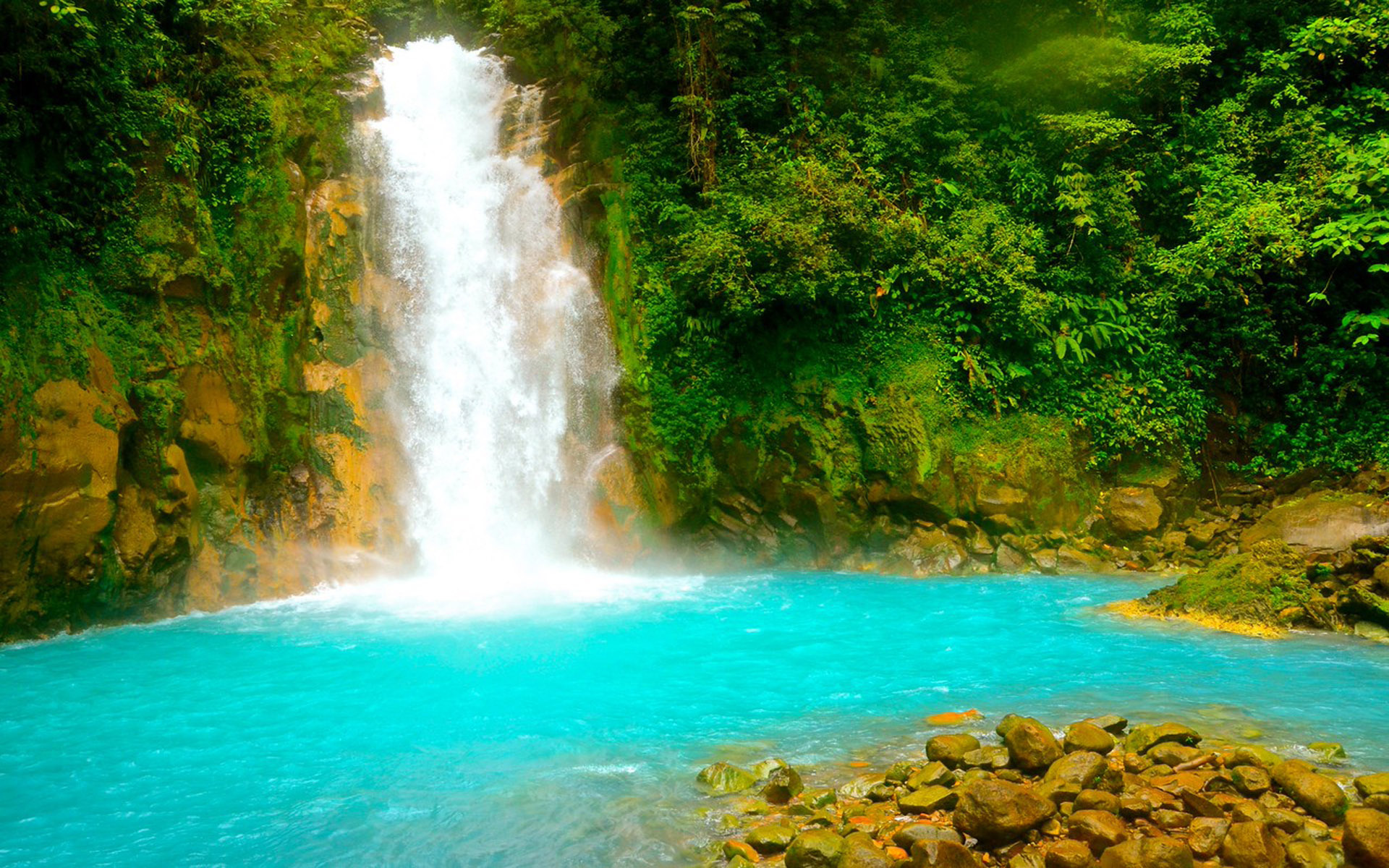 Costa Rica, Waterfall Rio Celeste, Central America, HD photo, 1920x1200 HD Desktop