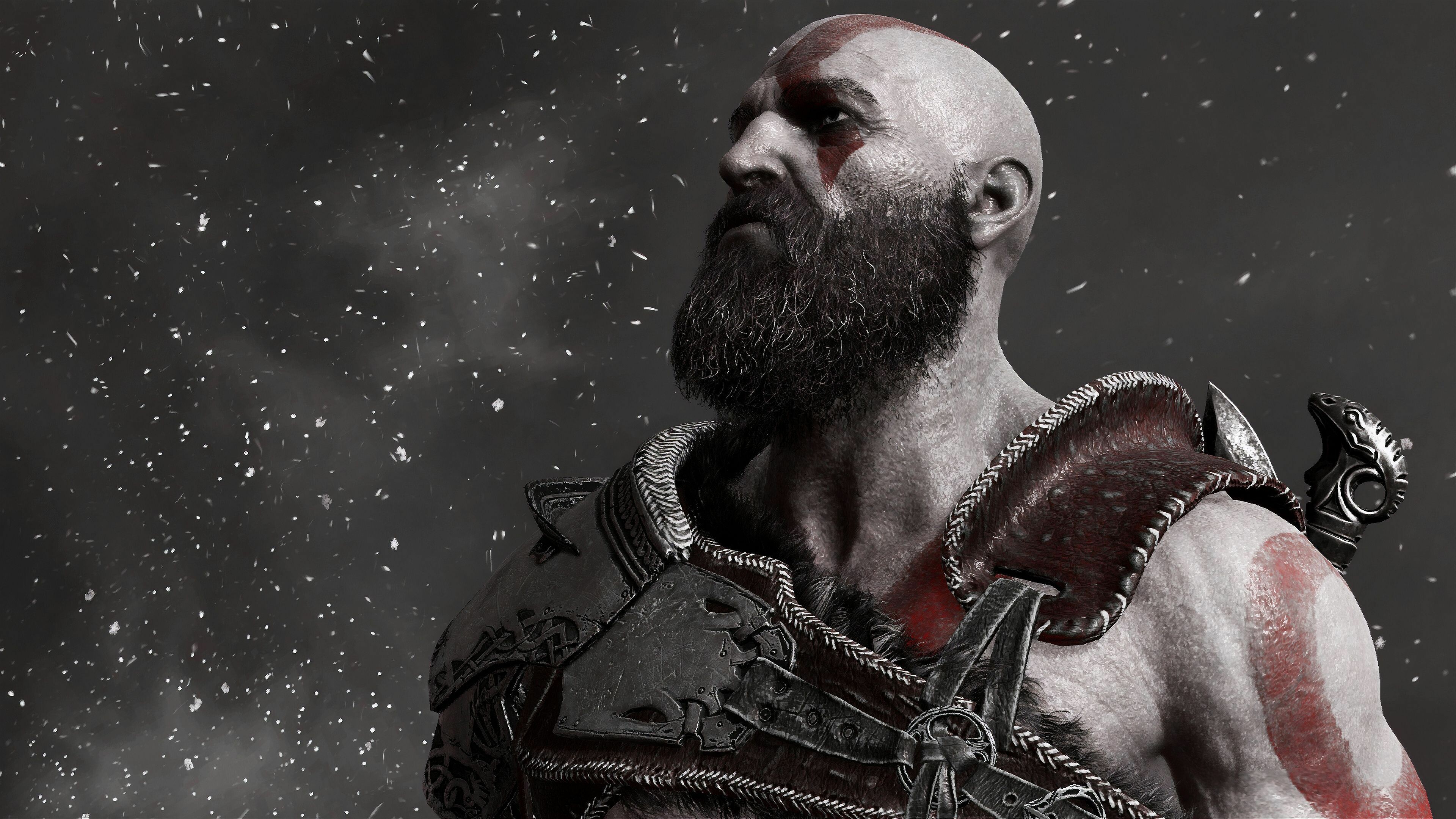 God of War: Ragnarok: Kratos, known as Farbauti, The primary protagonist. 3840x2160 4K Wallpaper.