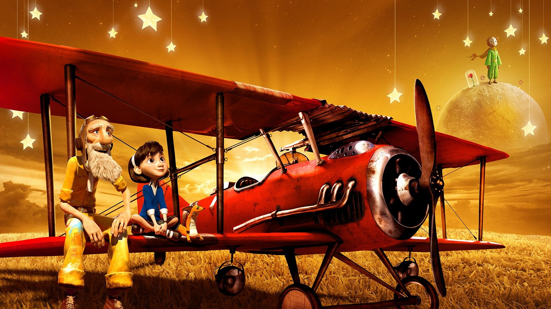 The Little Prince: Jeff Bridges as The Aviator, Mackenzie Foy as The Little Girl. 1920x1080 Full HD Wallpaper.