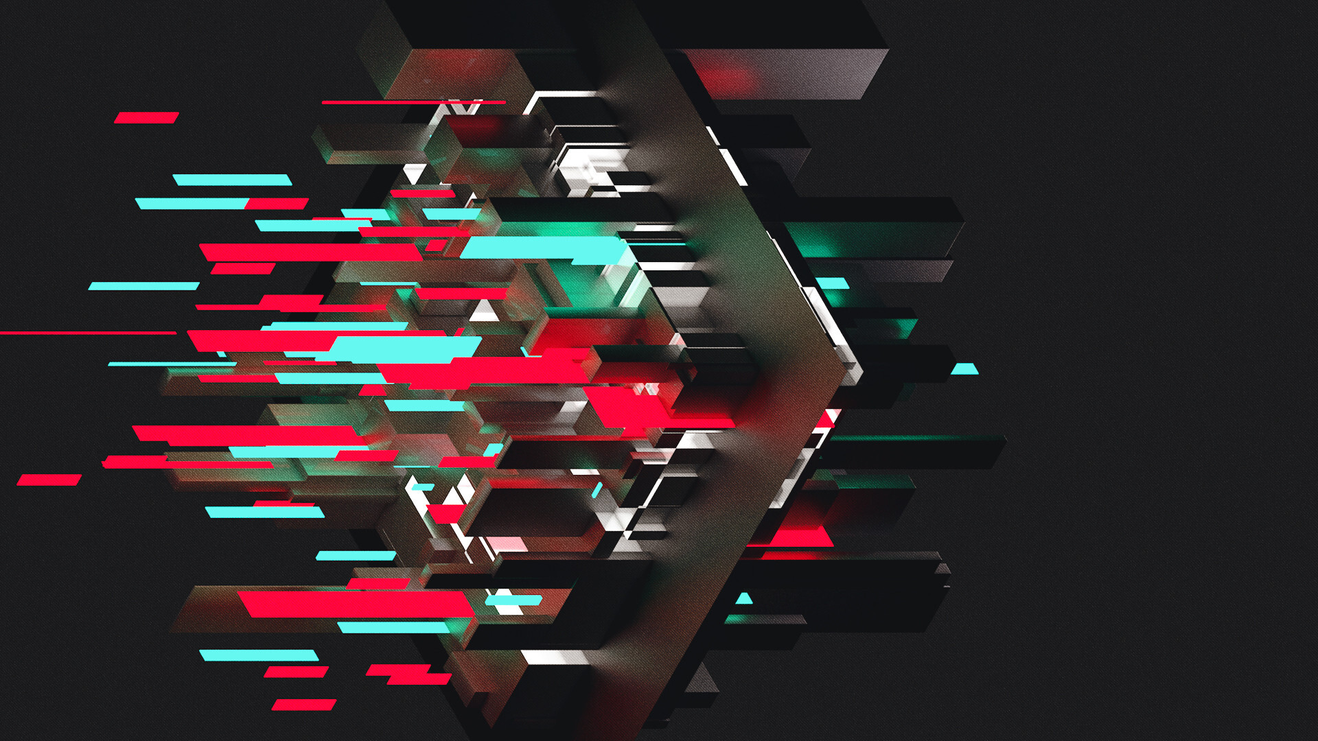 Geometric Abstract: Two-dimensional and three-dimensional space, Digital art. 1920x1080 Full HD Background.