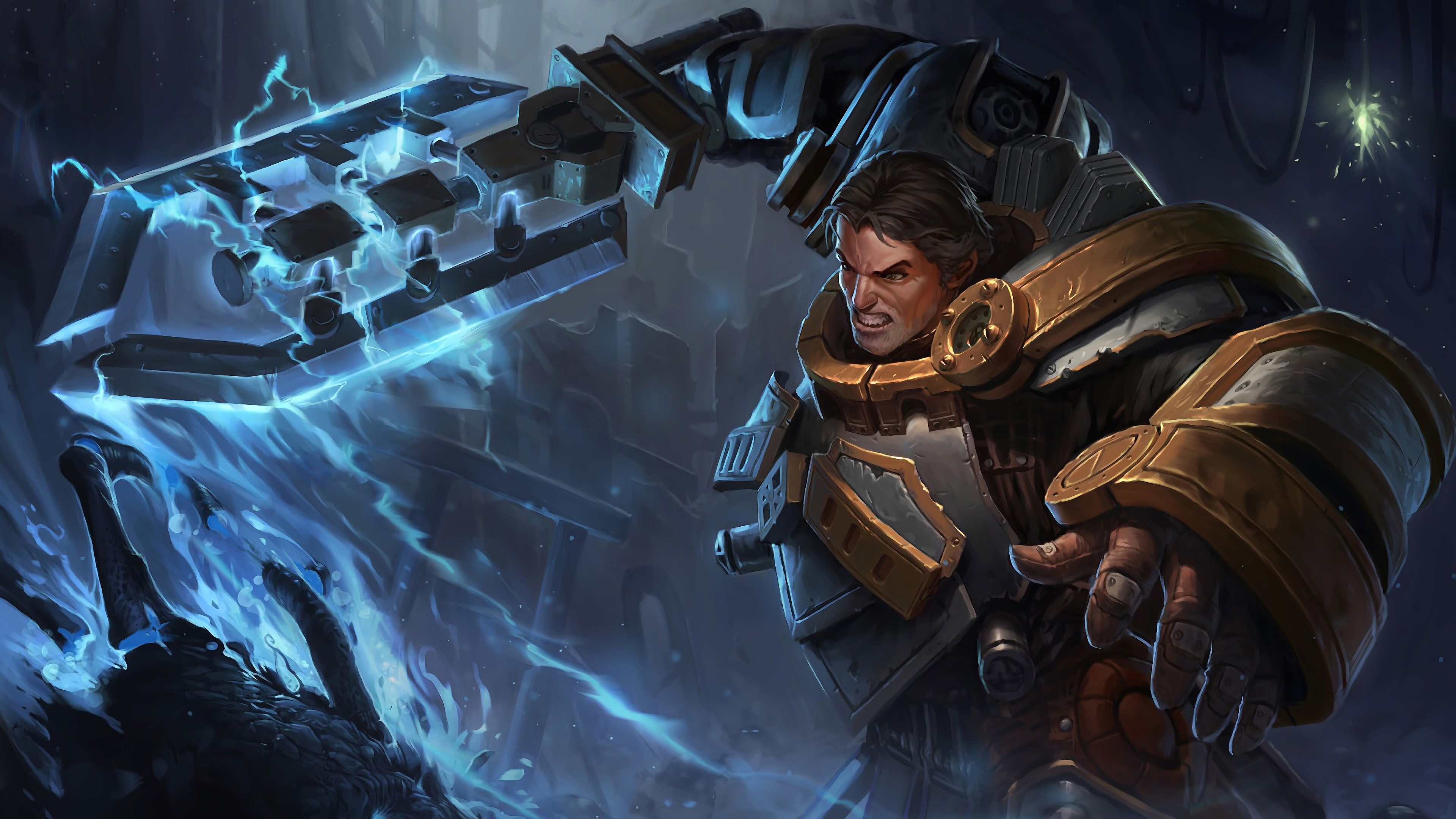 Garen: Heavily armored champion in League of Legends, A 2009 multiplayer online battle arena video game. 3840x2160 4K Wallpaper.