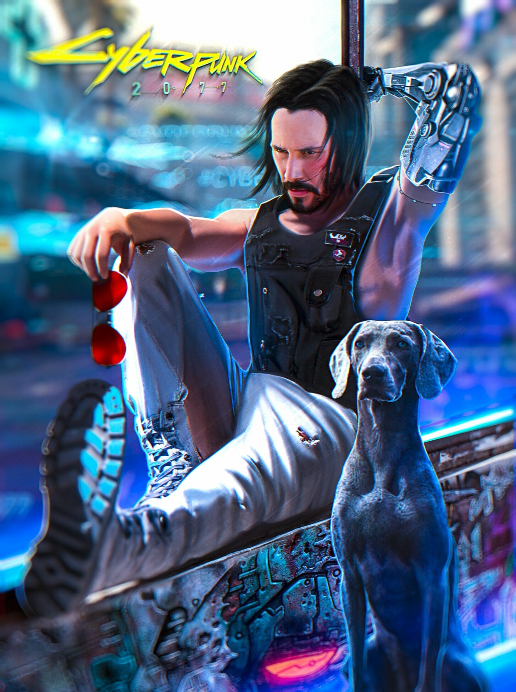 Cyberpunk 2077: Silverhand acts as V's guide to the city and will be with them for most of the game, Throughout the game, the player will be haunted by the "digital ghost" of Silverhand, which confirmed he was physically dead. 1650x2200 HD Background.