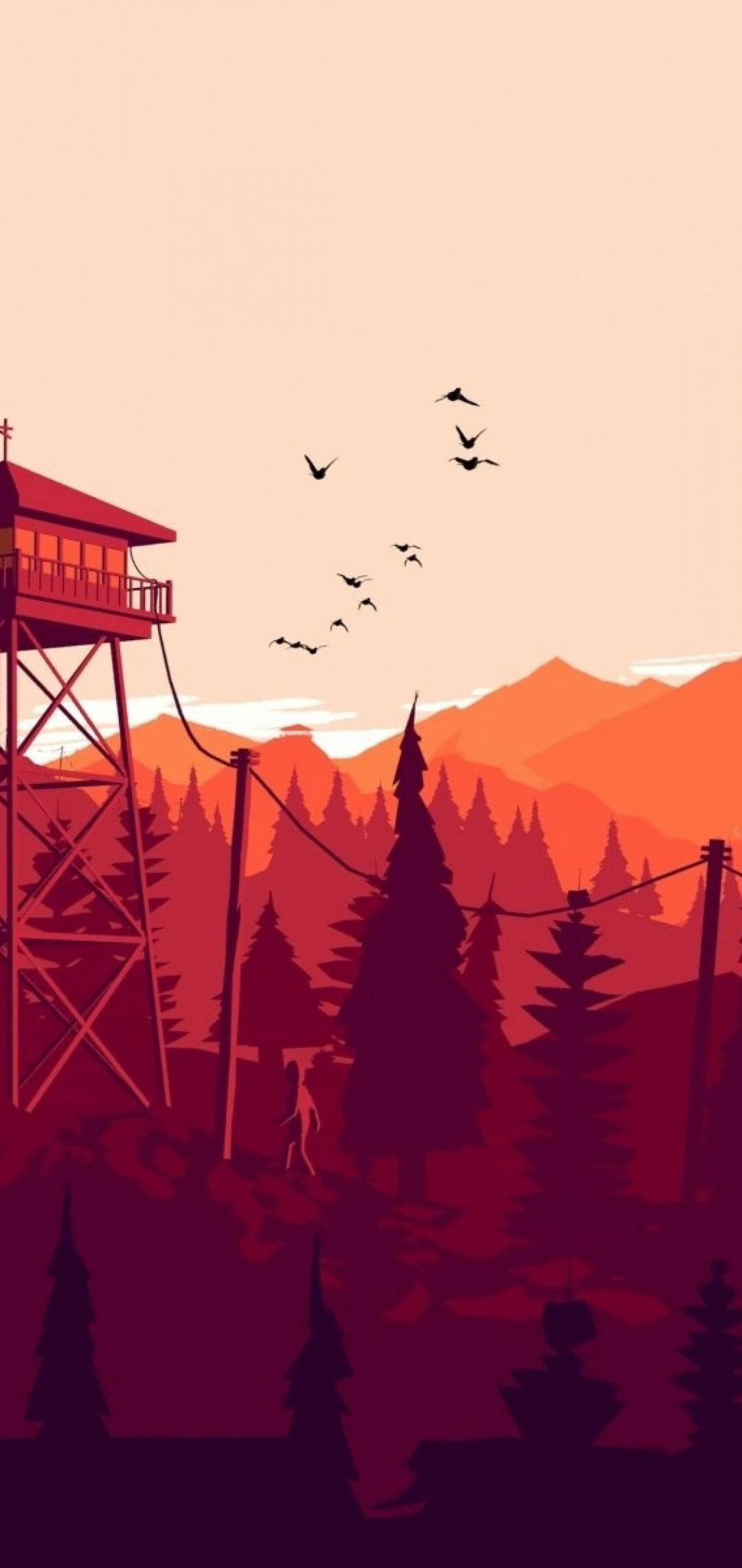 Firewatch: Set in 1989, the game almost entirely takes place within the Shoshone National Forest in the U.S. state of Wyoming. 1080x2280 HD Background.