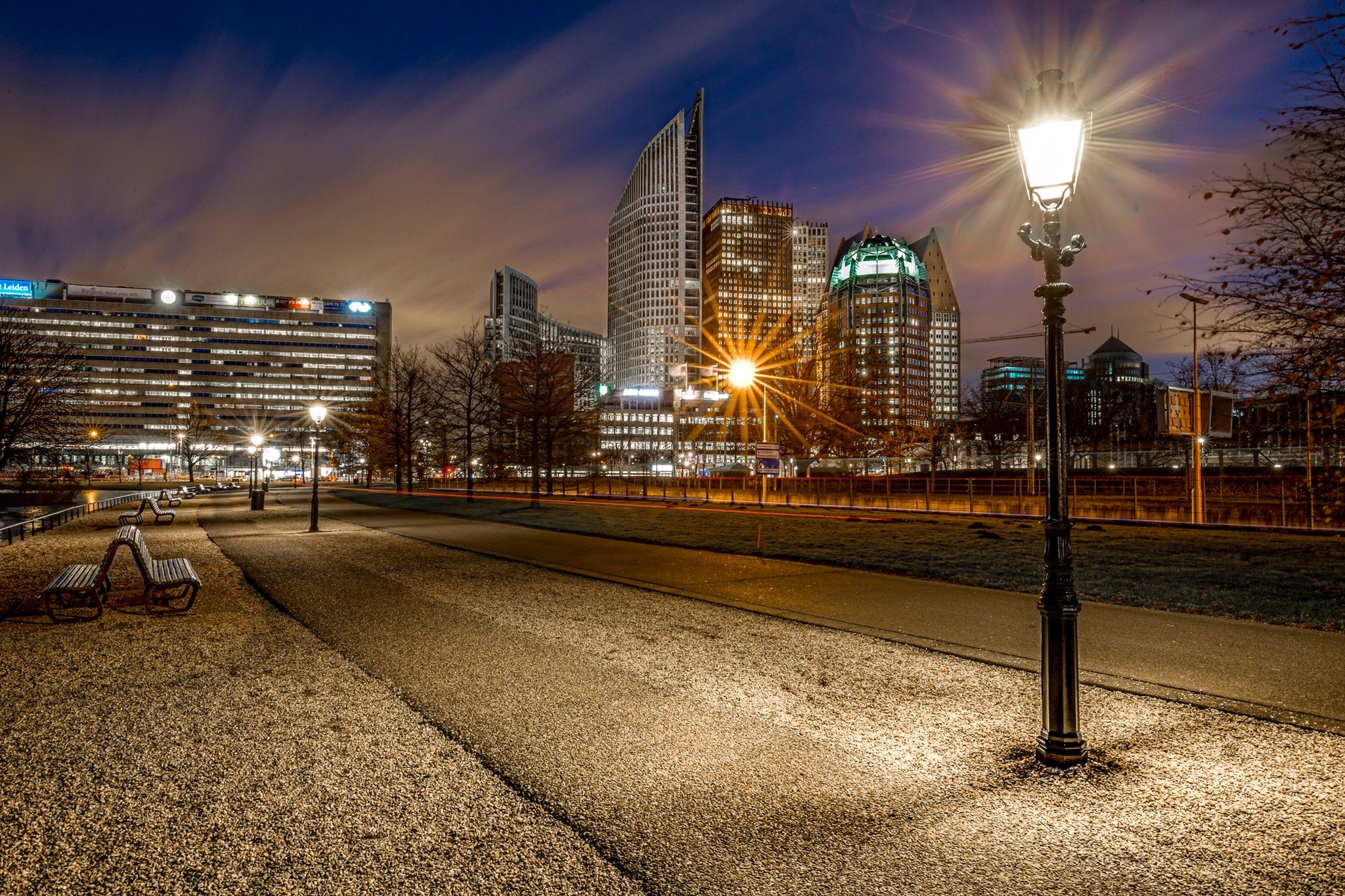 The Hague, Netherlands cities, Night street lights, 2050x1370 HD Desktop