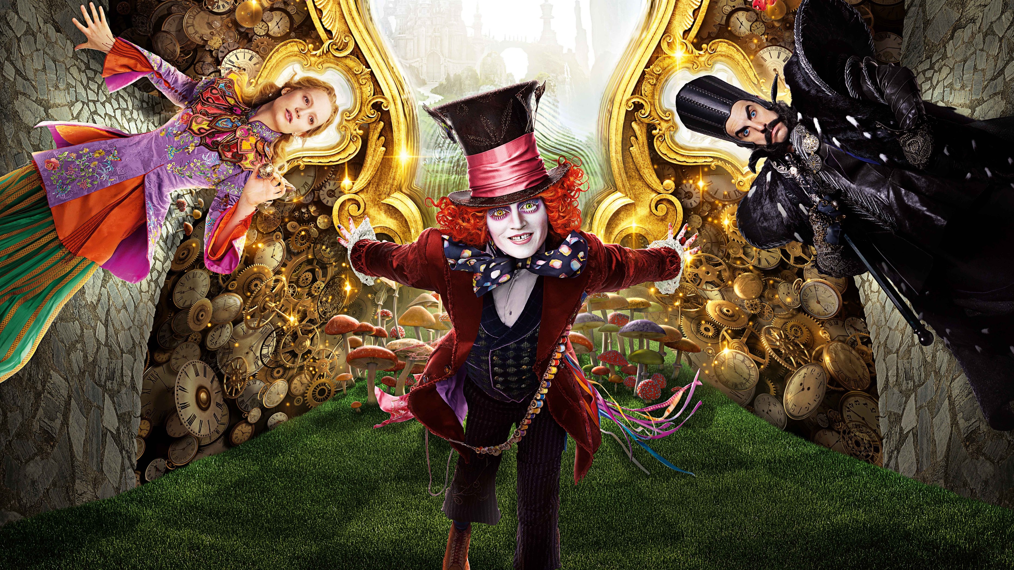 Johnny Depp, Mia Wasikowska, Alice in Wonderland, Sacha Baron Cohen, 3840x2160 4K Desktop
