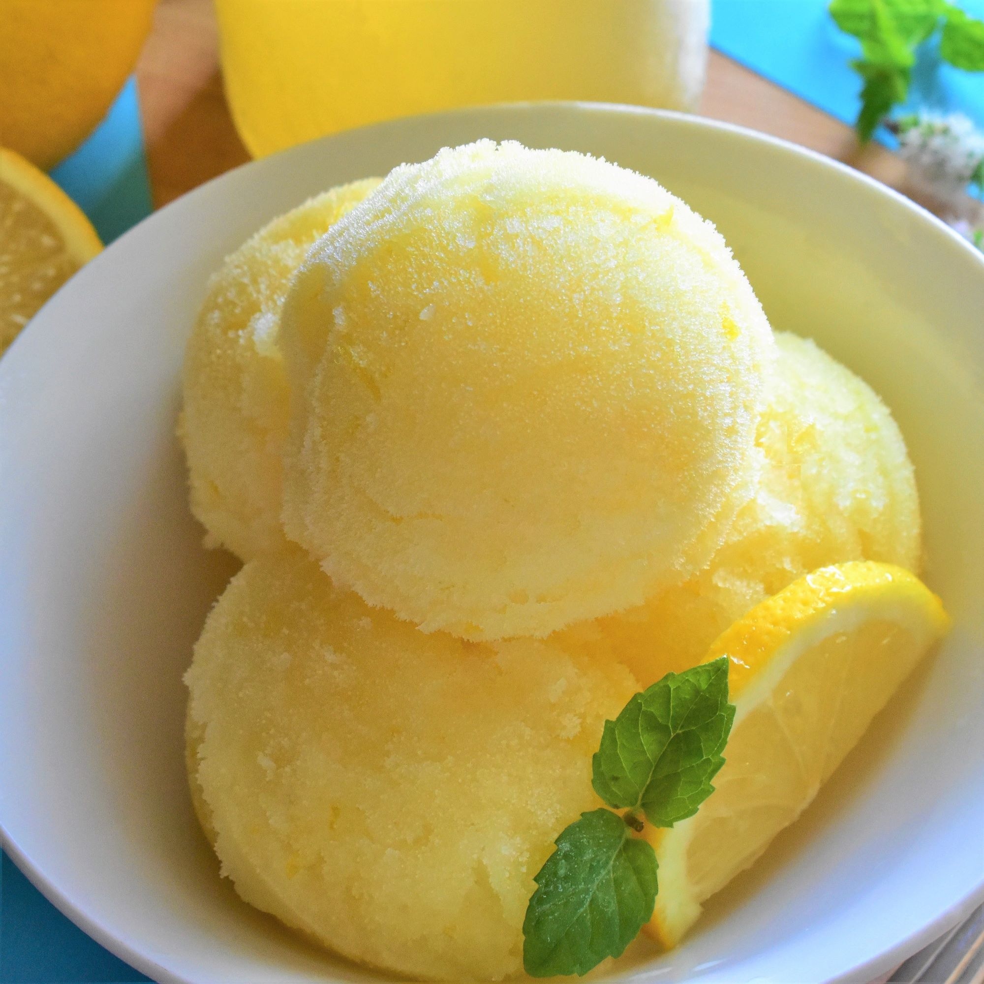 Limoncello lemon sorbet, Mint infusion optional, Refreshing dessert, All recipes included, 2000x2000 HD Handy