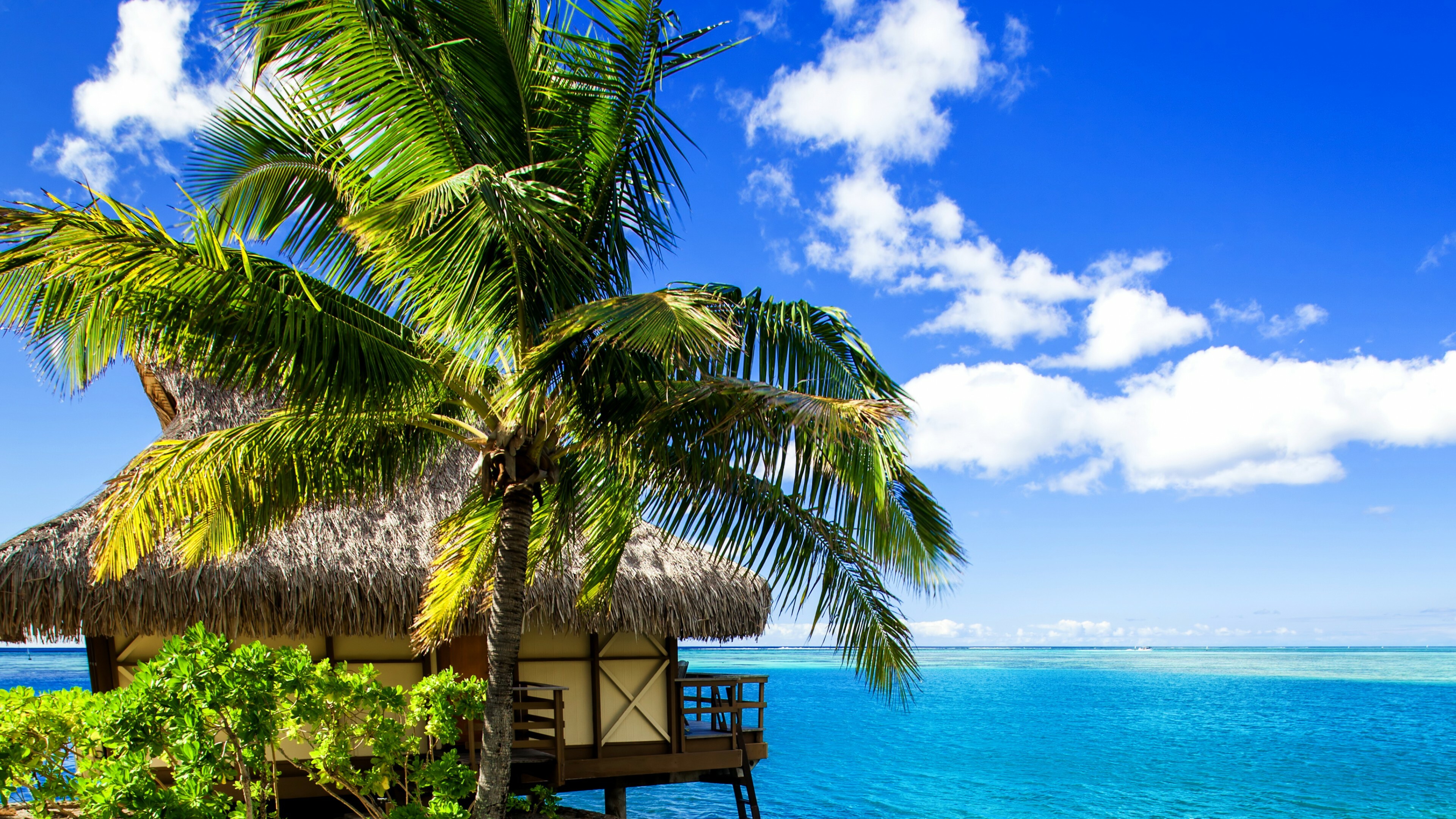 Maldives 4K HD wallpaper, Holiday vacation, Ocean bungalow, Beach paradise, 3840x2160 4K Desktop