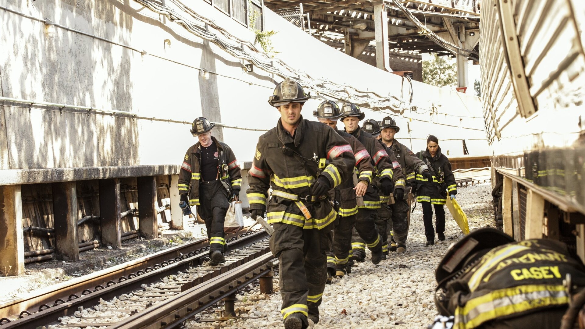 Chicago Fire (TV Series): The action scenes,  A drama series about firefighters, paramedics and rescue squad, NBC TV series. 1920x1080 Full HD Background.