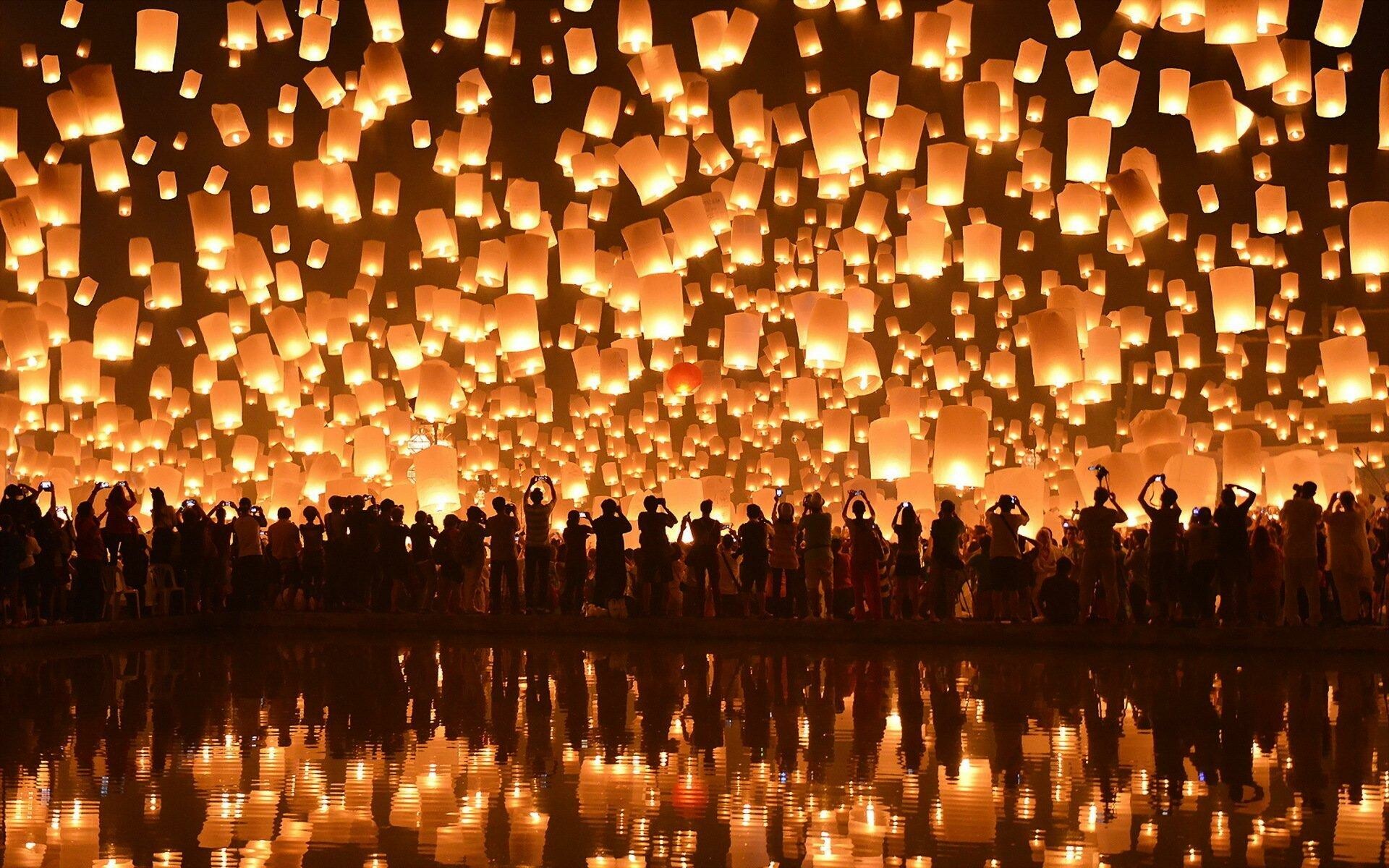 Lantern Festival: Loy Krathong, Celebrated annually throughout Thailand. 1920x1200 HD Wallpaper.