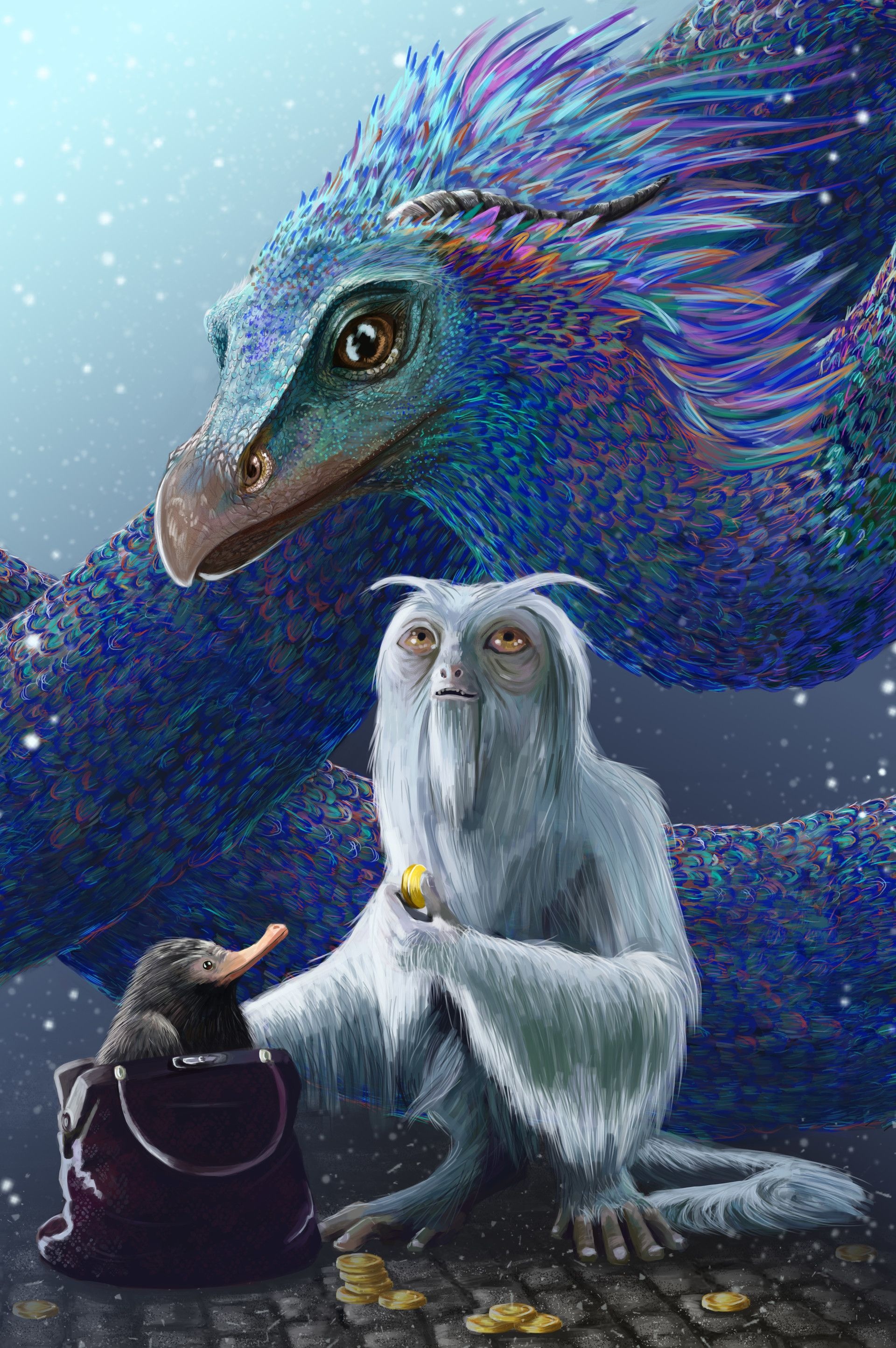 Occamy, Fantastic Beasts, Creatures concept, Harry Potter, 1920x2890 HD Phone