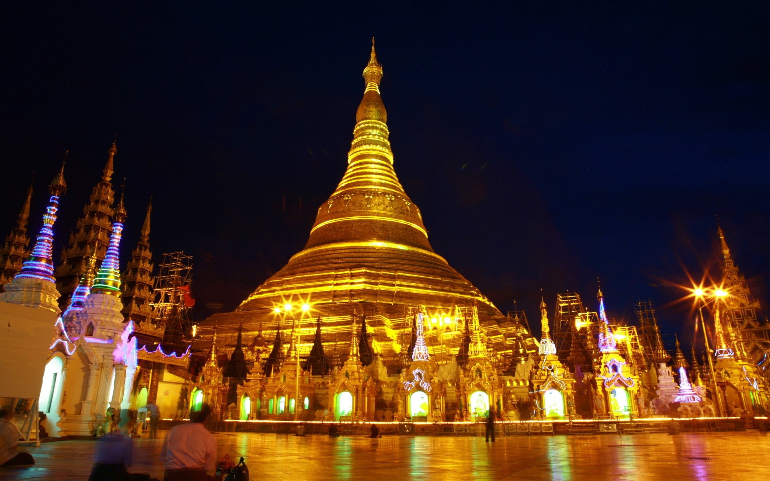 Shwedagon Pagoda, Myanmar desktop HD wallpaper, Tranquil atmosphere, Ornate architecture, 2560x1600 HD Desktop