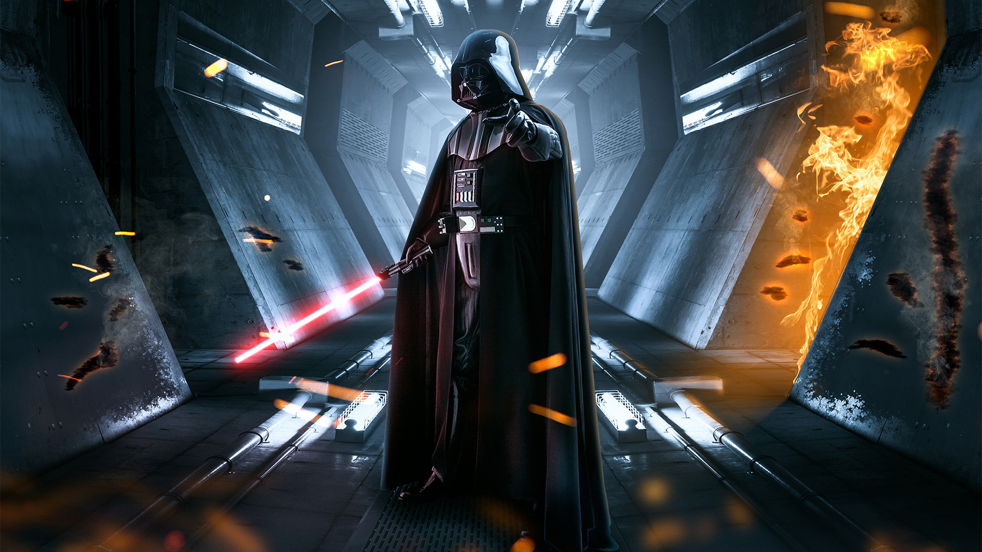 Darth Vader: A powerful user of the dark side of the Force, capable of using Force Choke. 1920x1080 Full HD Background.