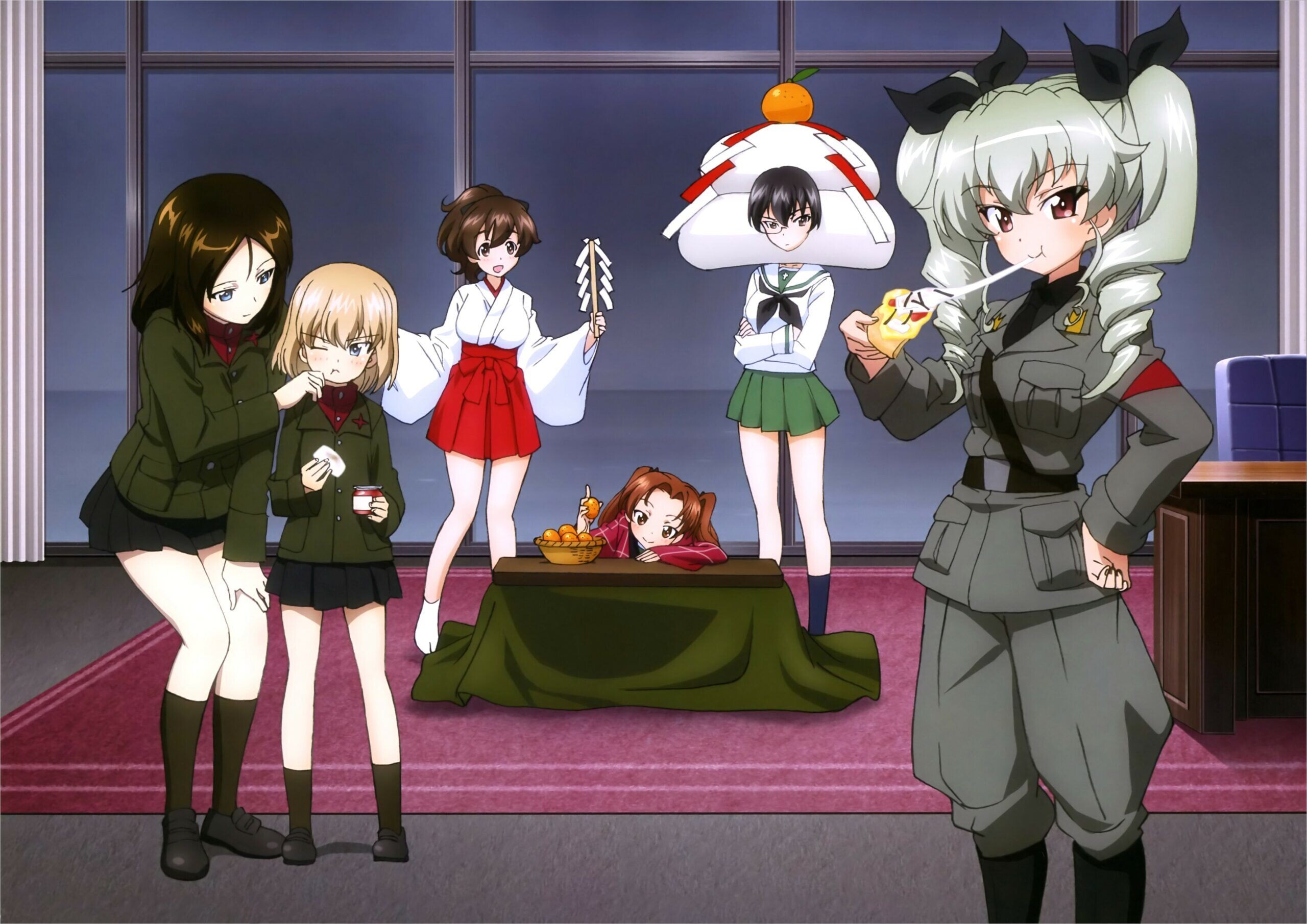 Girls und Panzer: A sports tournament Japanese anime series, Alice Shimada, Anchovy, Katyusha, Miho Nishizumi, Nonna. 2560x1820 HD Wallpaper.