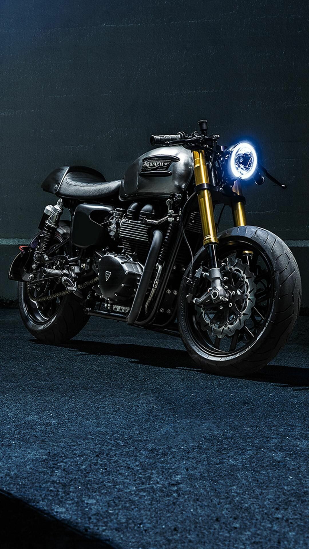 Triumph Motorcycles: Thruxton 1200, Parallel-twin engines, Sports styling. 1080x1920 Full HD Wallpaper.