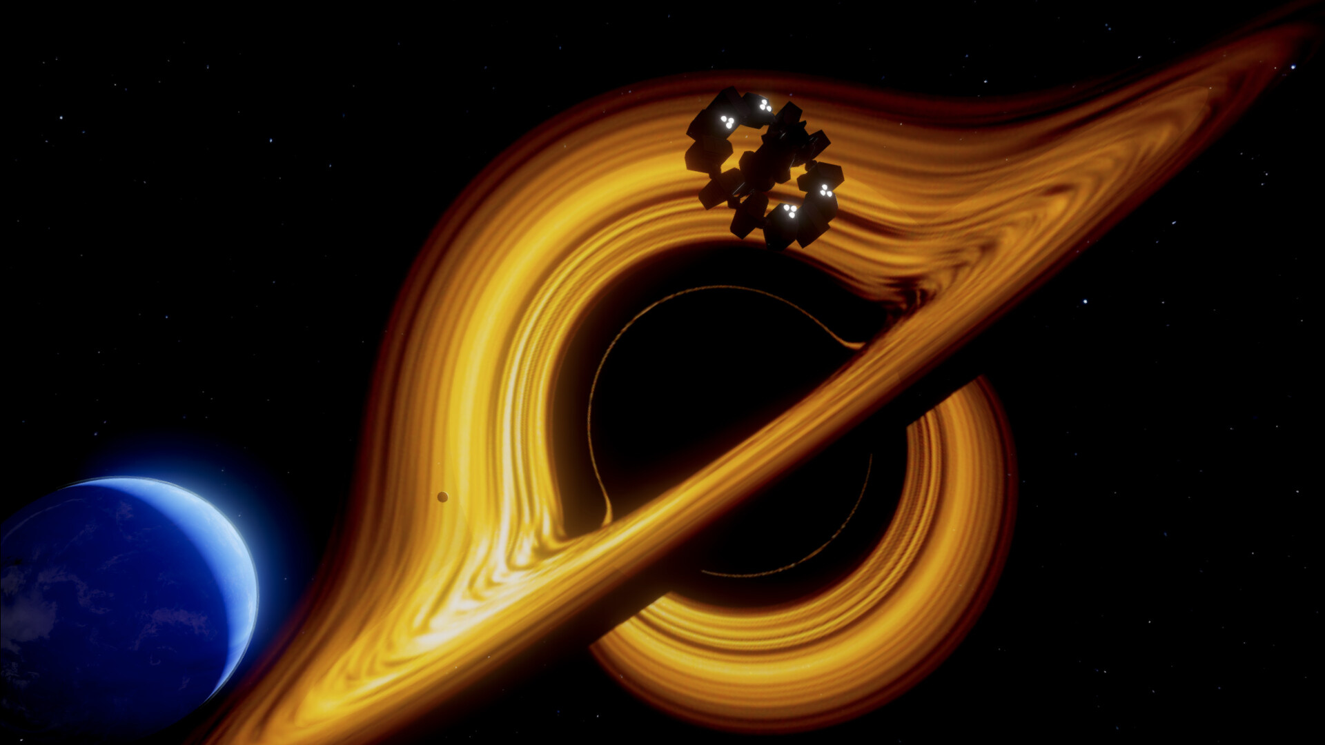Interstellar movie, Gargantua black hole, Massive cosmic anomaly, Artistic portrayal, 1920x1080 Full HD Desktop