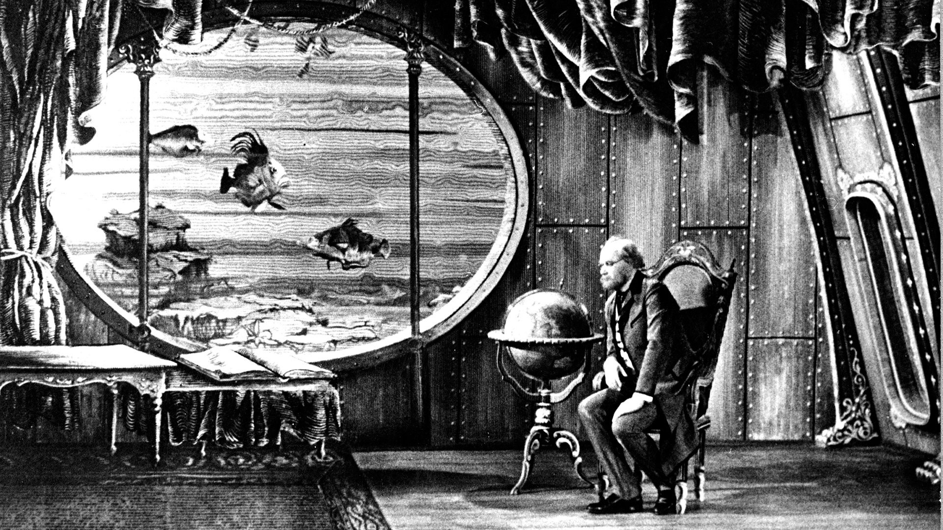 Jules Verne, Fantasy Art, Fabulous World, Vintage Monochrome Wallpaper, 1920x1080 Full HD Desktop