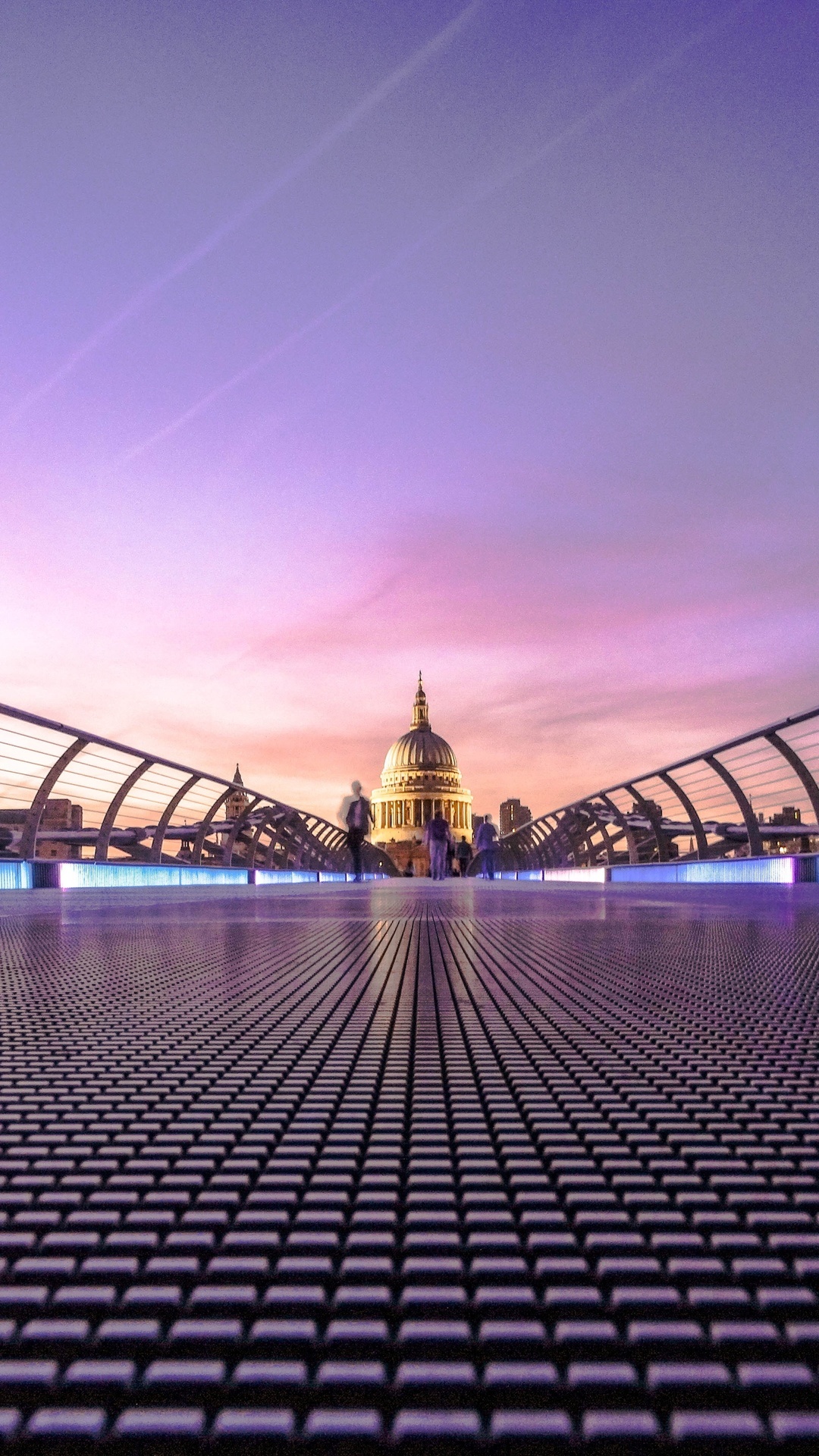 London: Millennium Bridge, St Paul's Cathedral. 1080x1920 Full HD Wallpaper.
