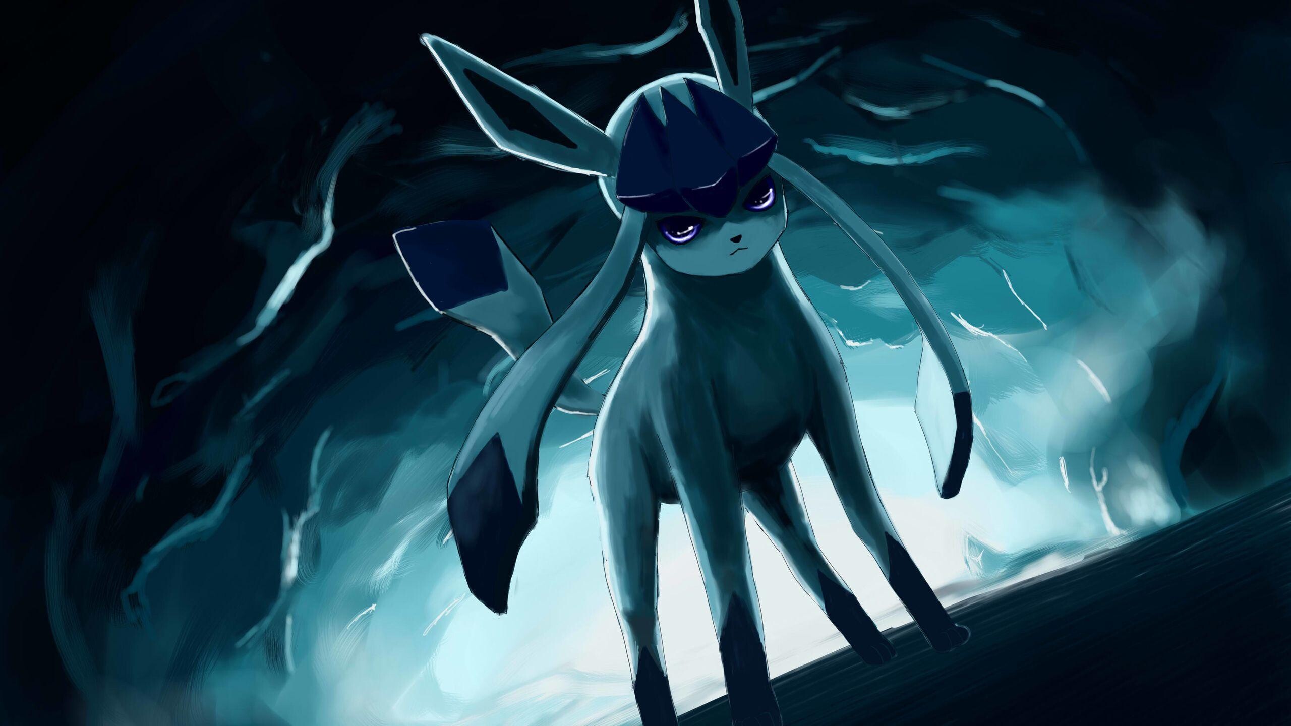 Glaceon: Small dainty paws and feet that are dark blue in color, Docile, cool and collected behavior, A top choice for trainers. 2560x1440 HD Wallpaper.
