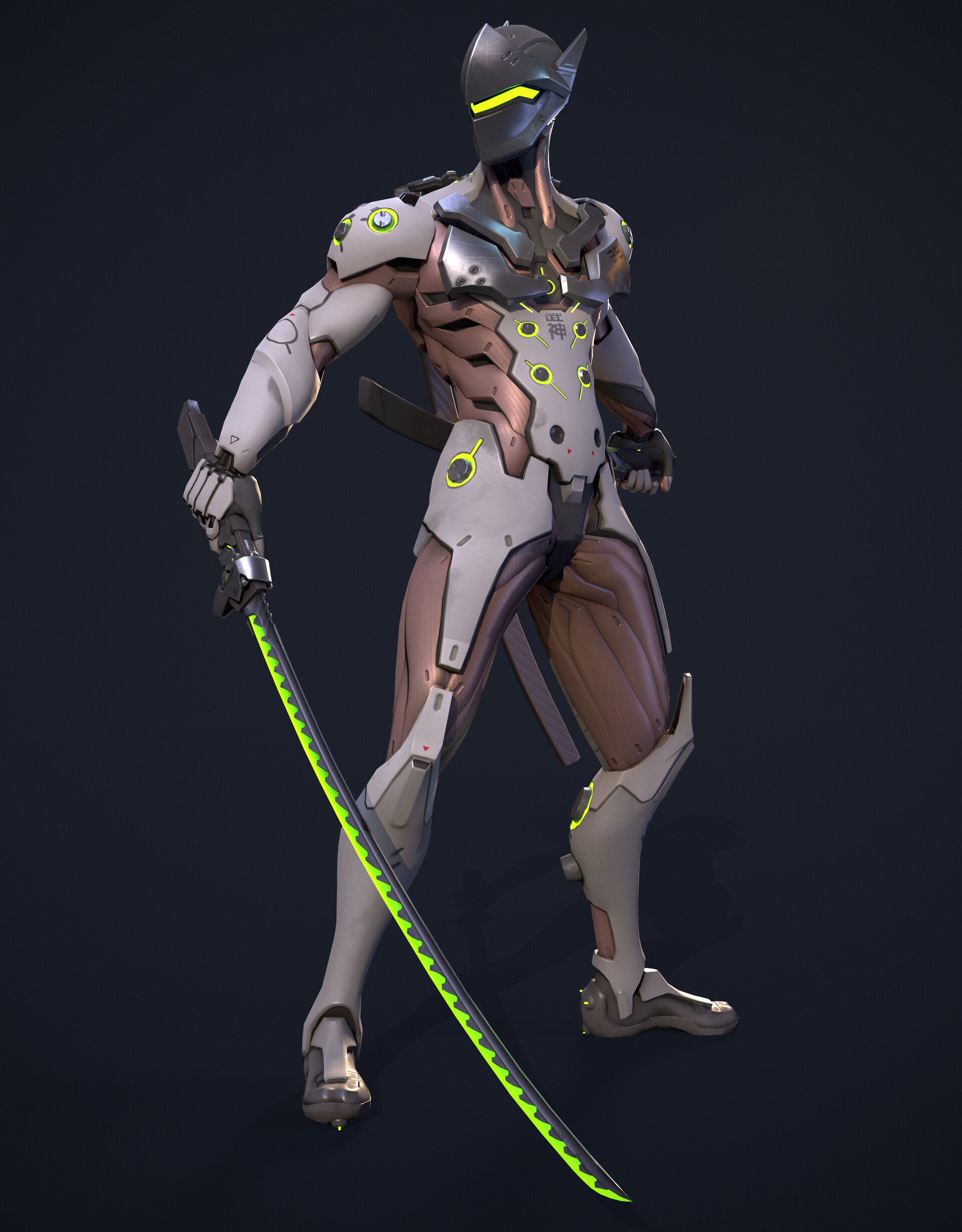 Genji: A deadly offensive threat, harassing his opponents with constant volleys of Shurikens. 1920x2460 HD Wallpaper.