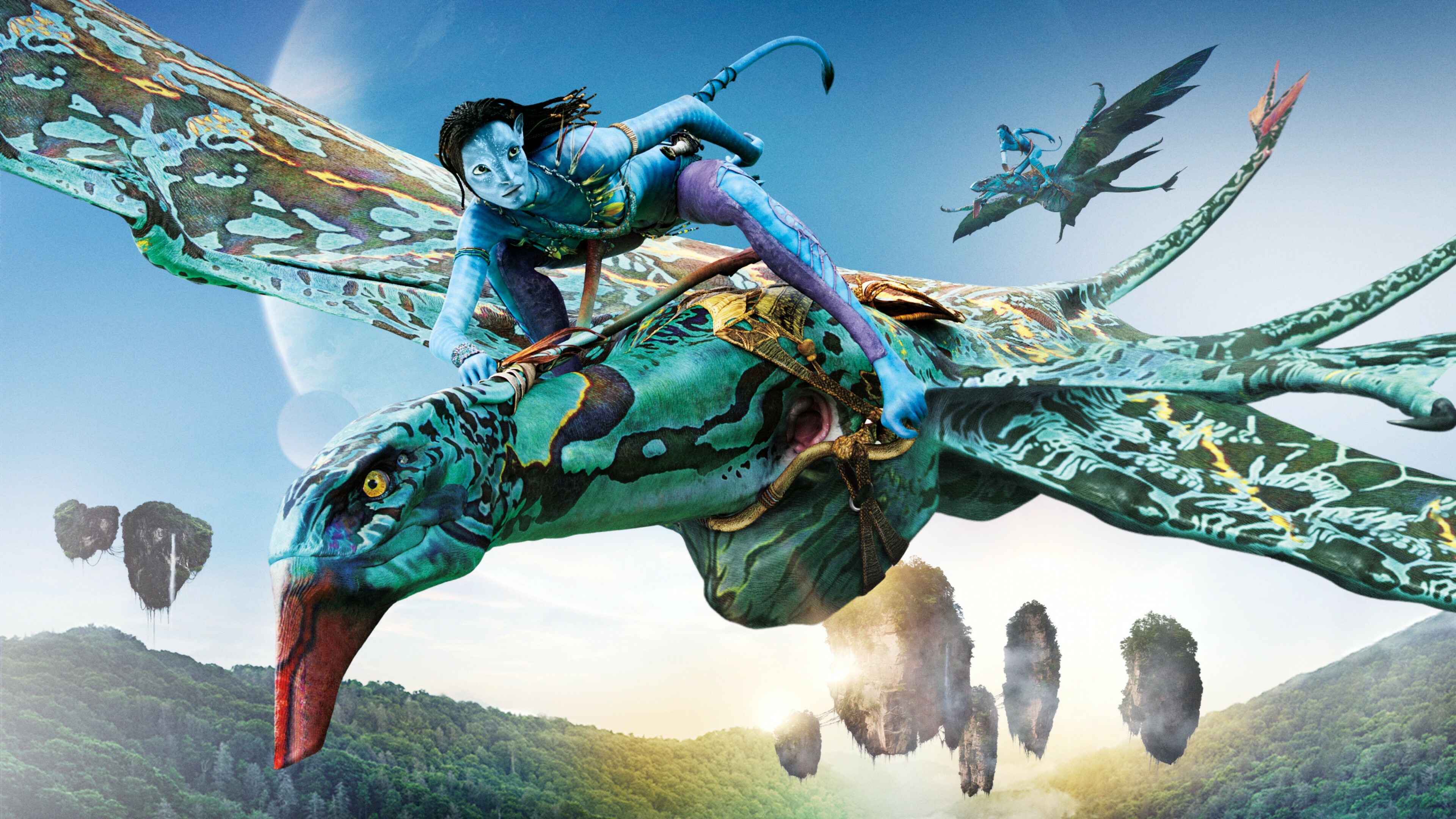 Avatar: The film starring Sam Worthington, Zoe Saldana, Stephen Lang, Michelle Rodriguez, and Sigourney Weaver. 3840x2160 4K Wallpaper.