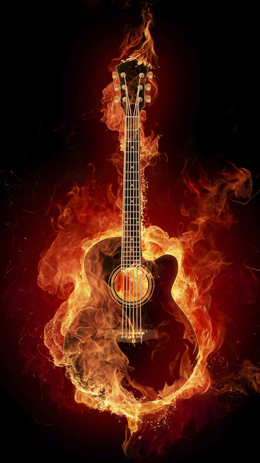 Guitar on fire, Flame wallpaper, Desktop mobile tablet, Flaming design, 1080x1920 Full HD Phone