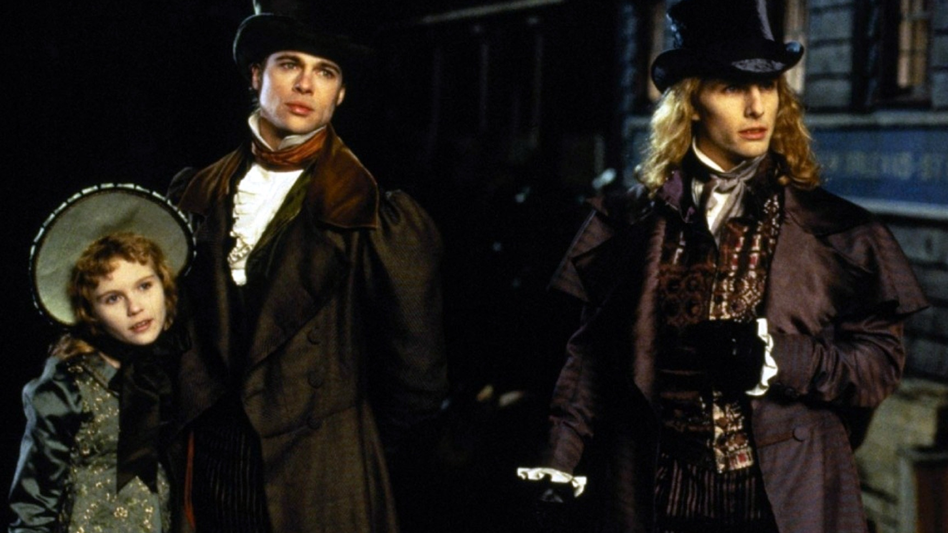 Interview with the Vampire: Kirsten Dunst, Tom Cruise, and Brad Pit, 1994 movie. 1920x1080 Full HD Wallpaper.
