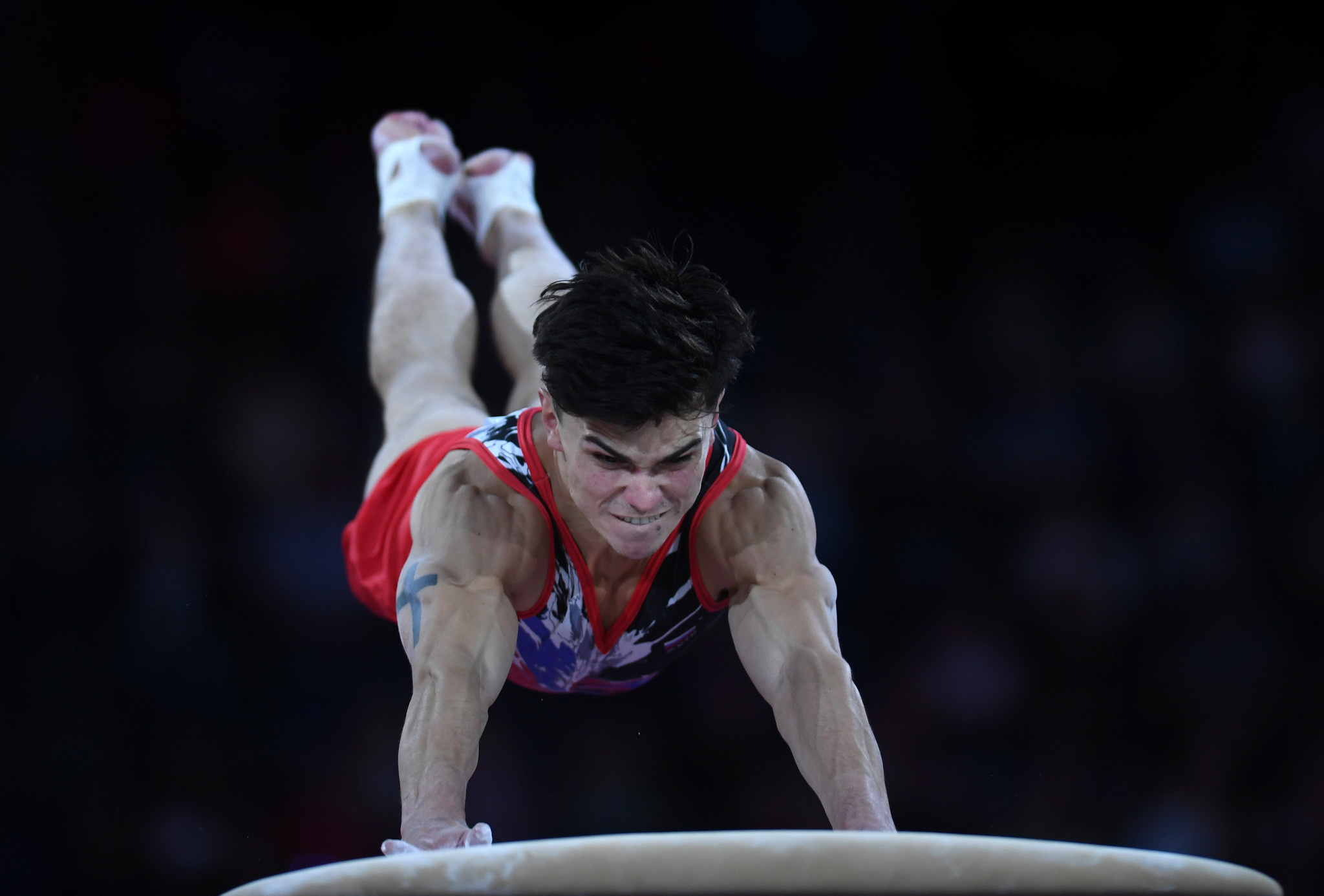Vault (Gymnastics): Artur Dalaloyan, The 2018 World All-Around Champion, 2020 Tokyo Summer Olympics team event gold medalist. 2050x1390 HD Background.