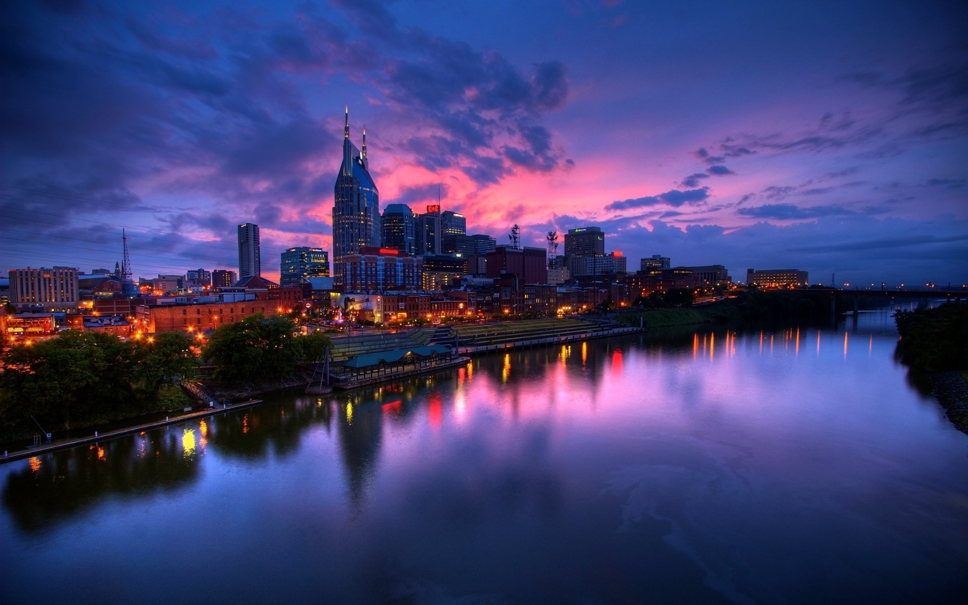 Tennessee sunset, Nashville skyline, HD background, 1920x1200 HD Desktop