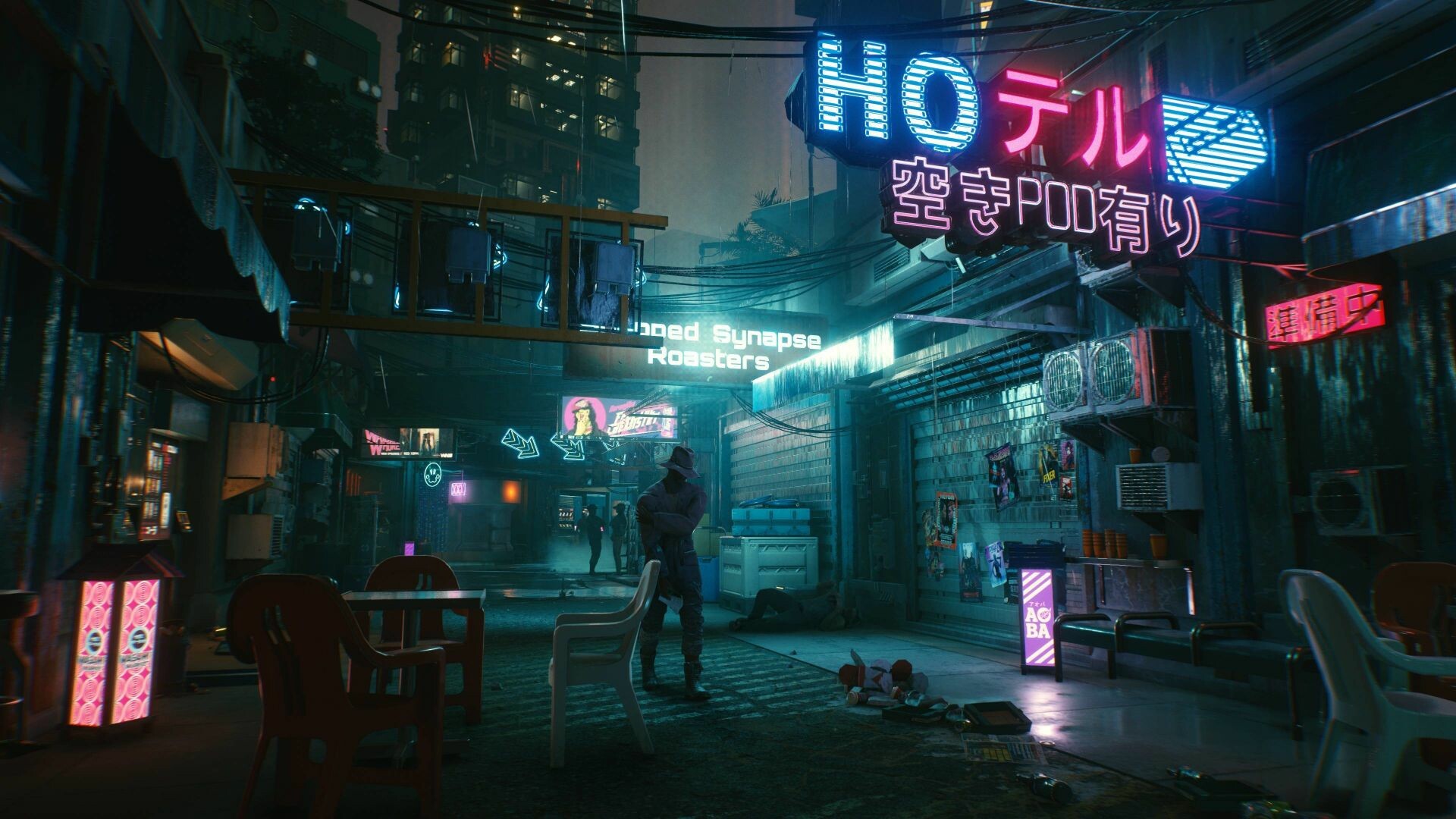 Cyberpunk 2077: The lead game character is V, an urban mercenary and cyberpunk who takes on dangerous jobs for money. 1920x1080 Full HD Wallpaper.