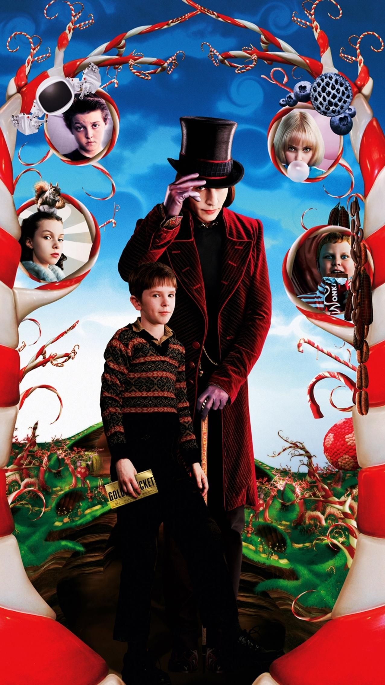 Charlie and the Chocolate Factory, 2005 film, Phone wallpaper, Chocolate factory party, 1280x2270 HD Phone