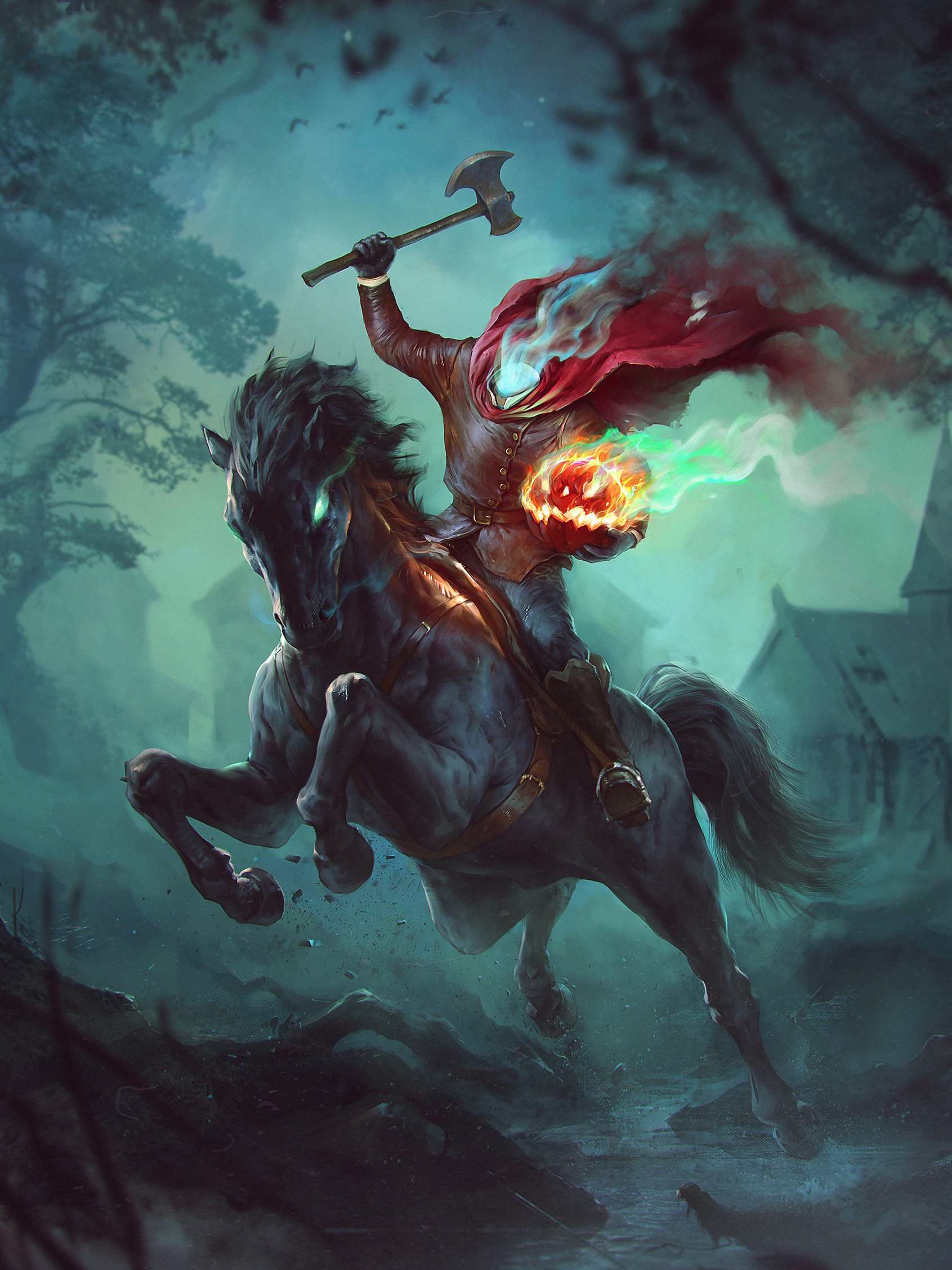 Headless Horseman, Denys Tsiperko artwork, 1700x2260 HD Phone