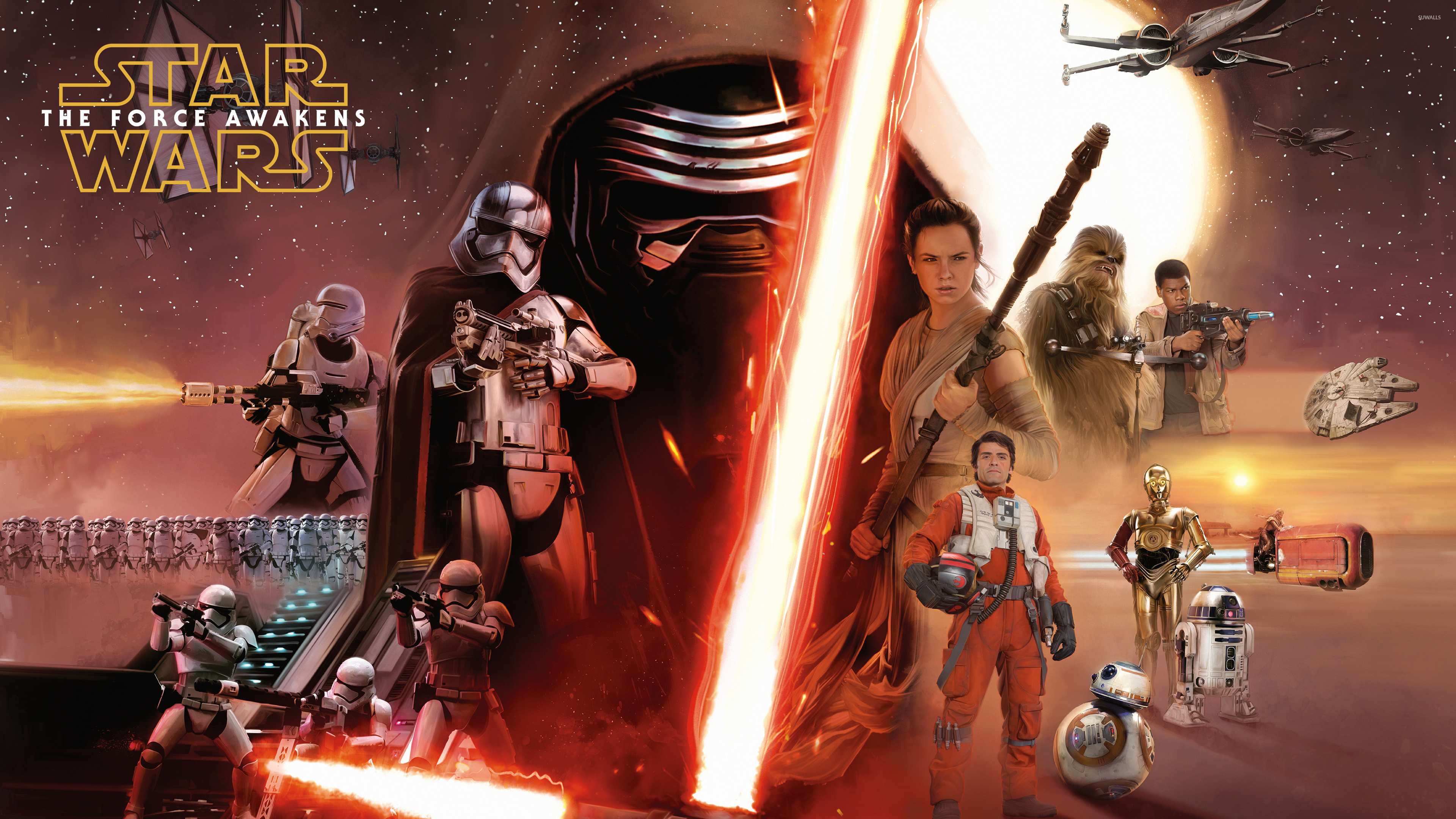 Star Wars: The Force Awakens, Poster wallpaper, Movie wallpapers, 3840x2160 4K Desktop