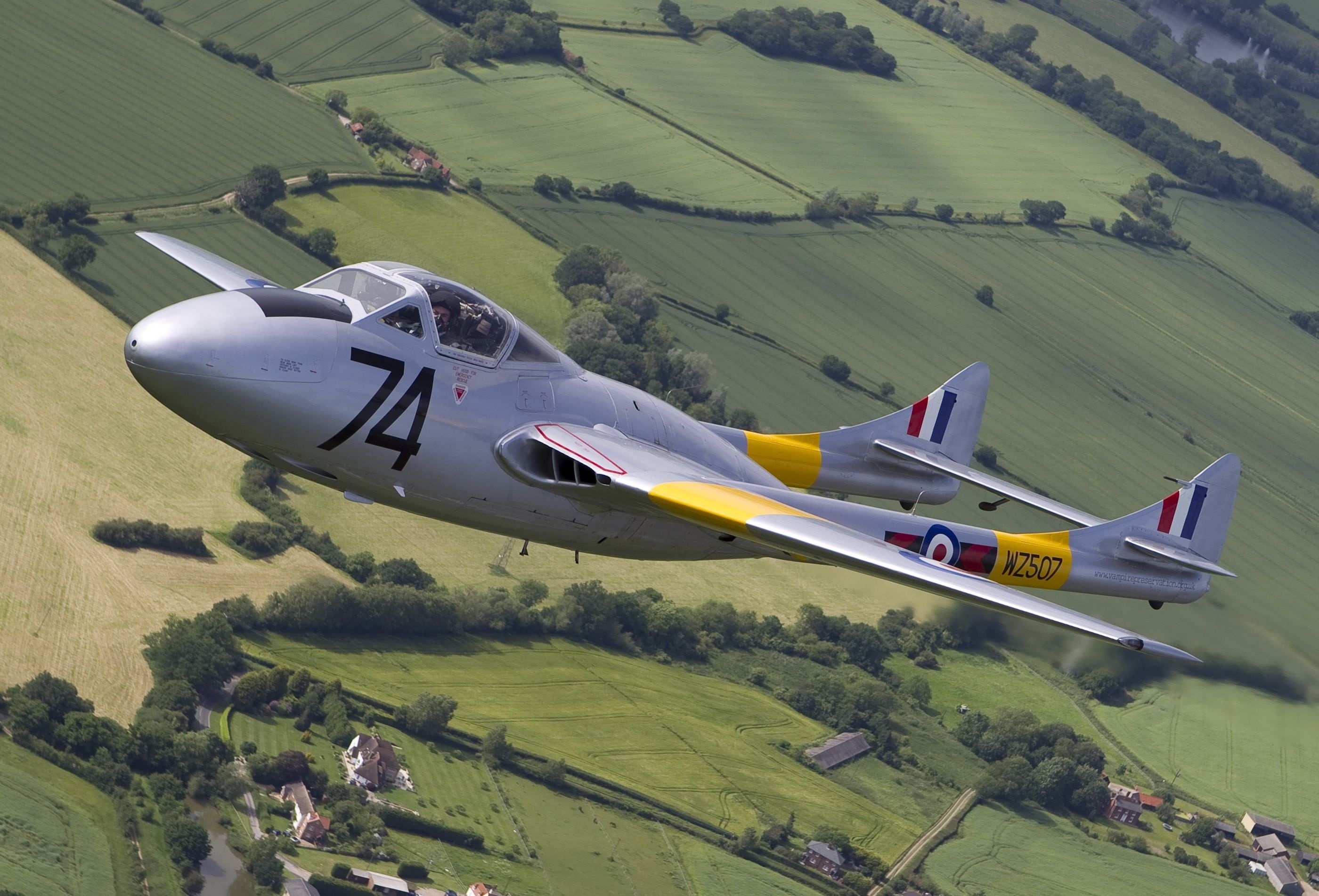de Havilland Aircraft, Other, Vampire fighter, Combat training, 2800x1910 HD Desktop
