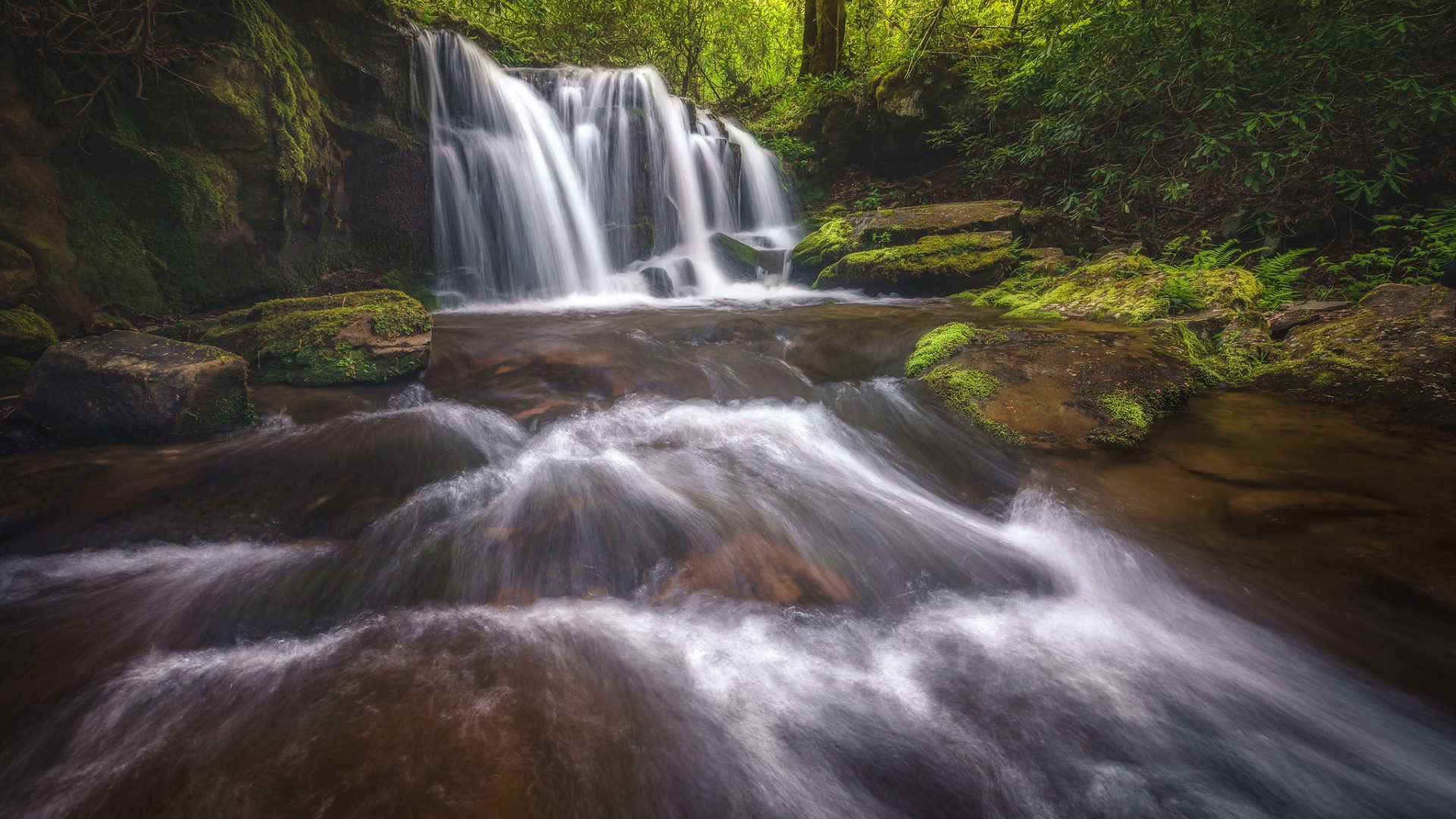 Forest river waterfall, Tennessee landscapes, 1920x1080 Full HD Desktop