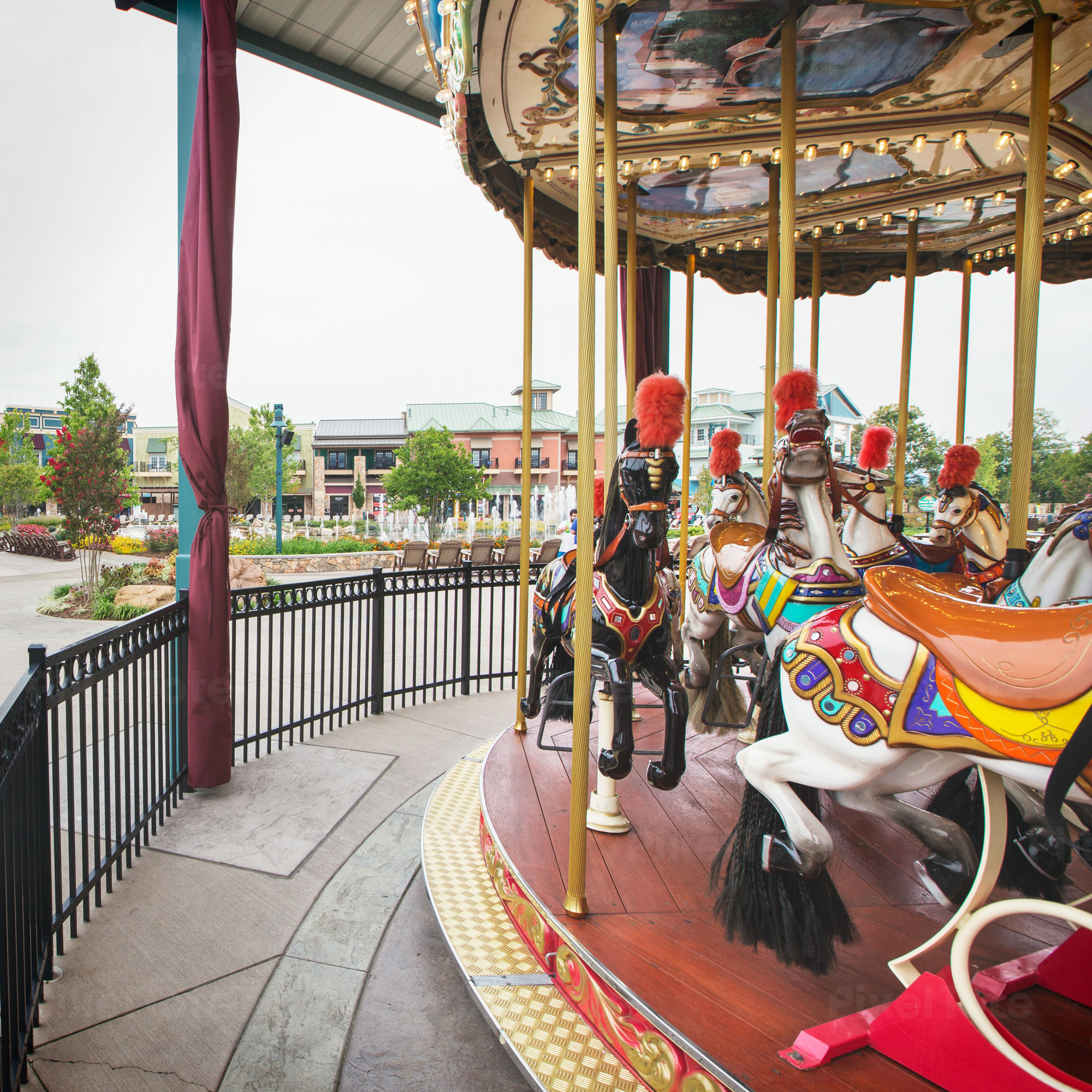 Carousel horses, Merry go round, Amusement park, Stock photo, 2000x2000 HD Phone