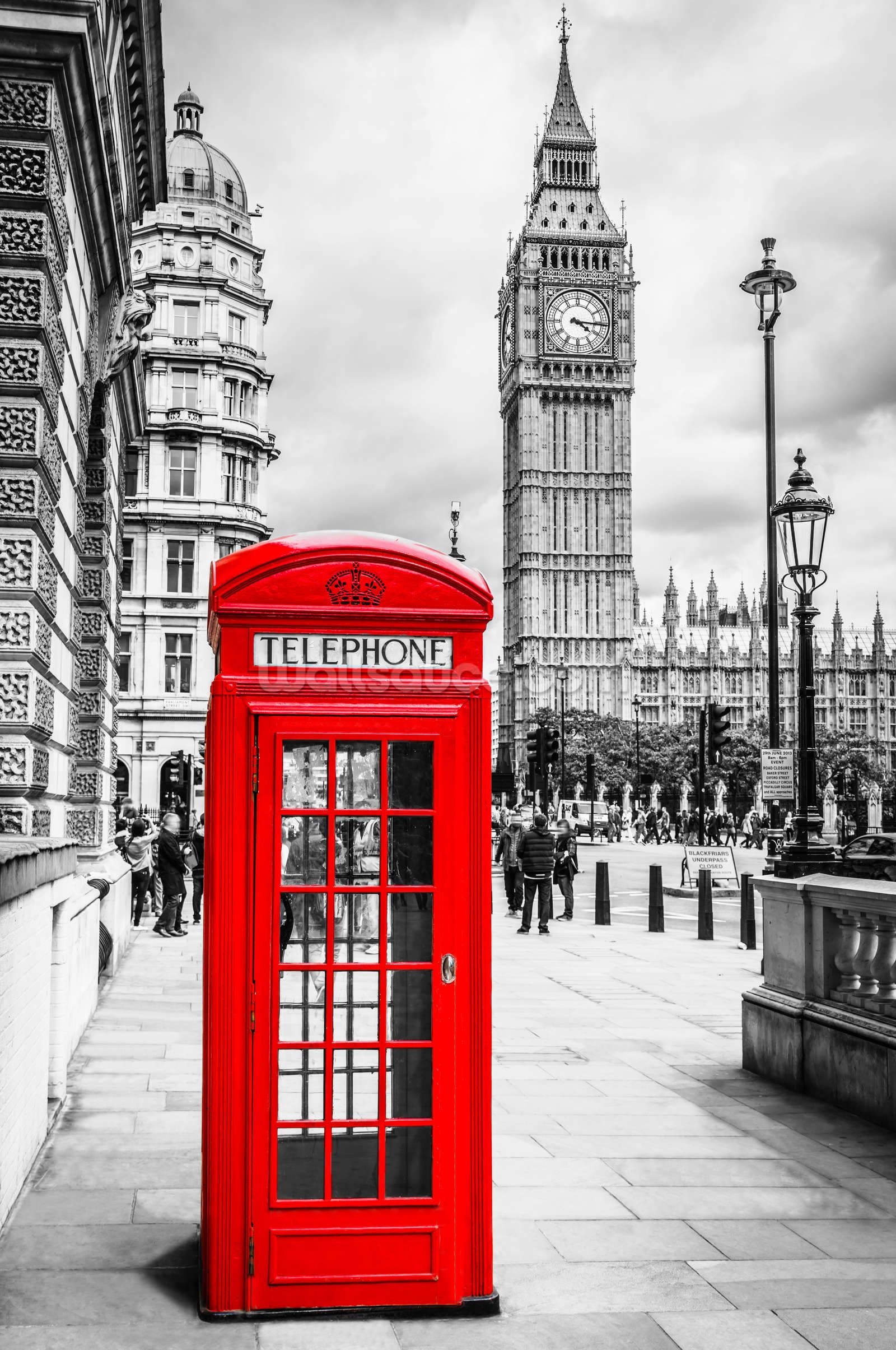 London: Elizabeth Tower, Telephone booth, Capital city. 1600x2410 HD Background.