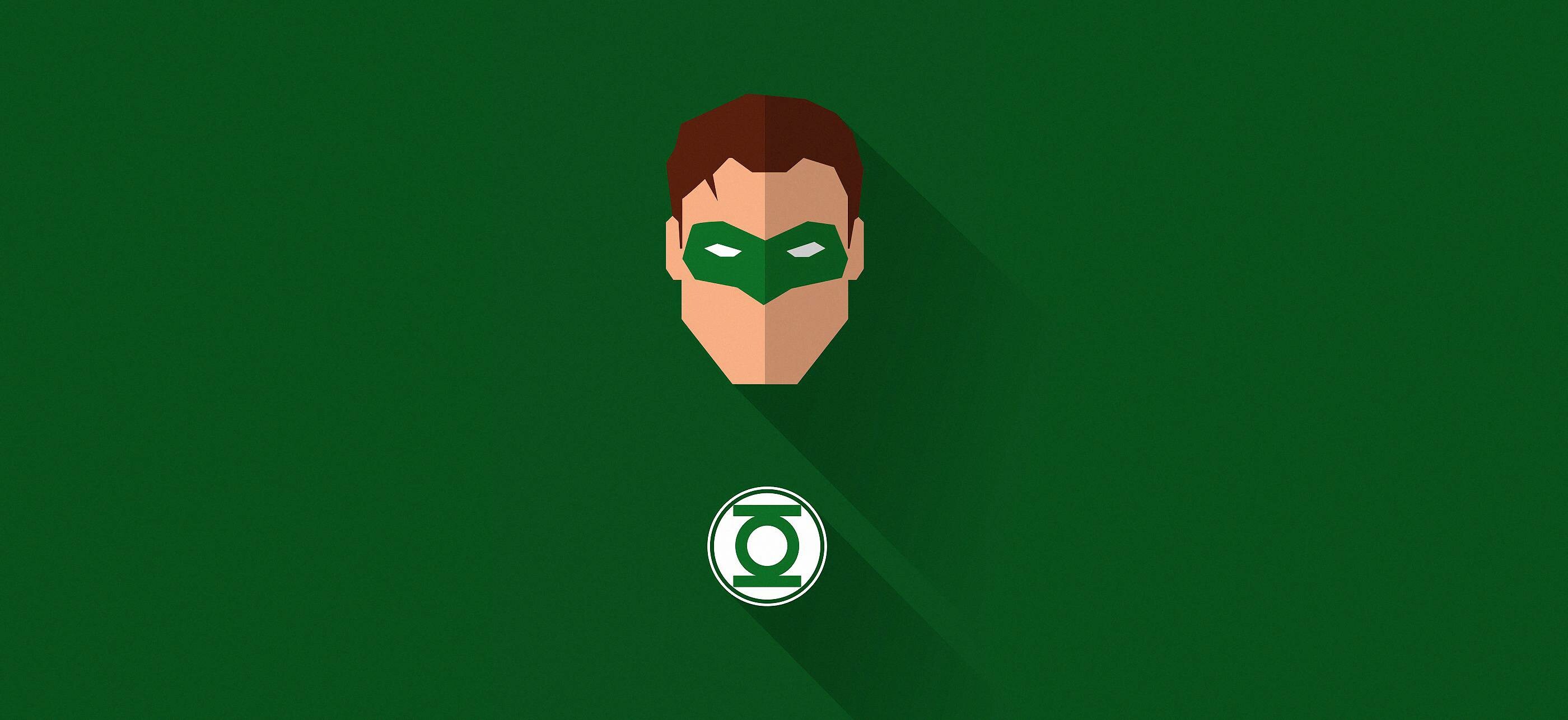 Green Lantern: Popular superhero, Minimalistic. 2800x1290 Dual Screen Background.