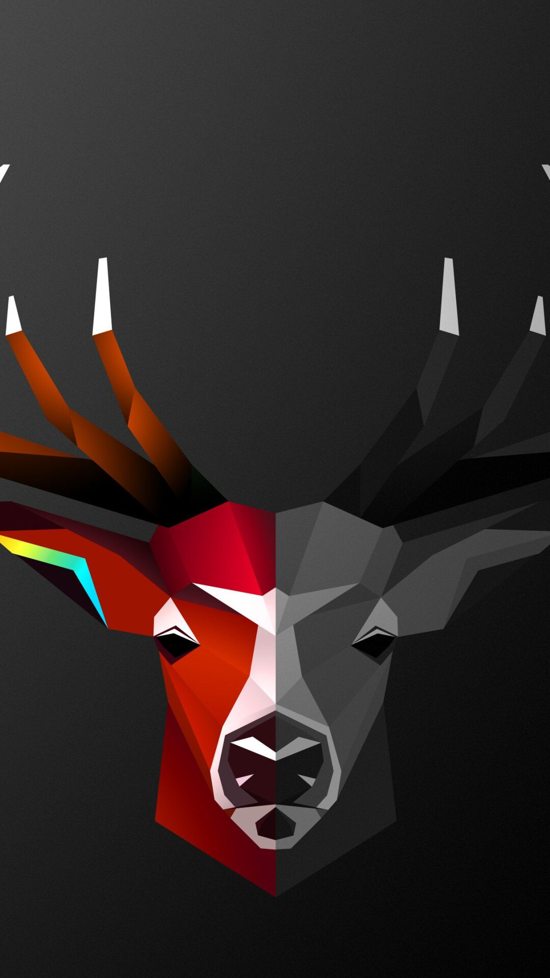 Geometric Animal: Deer head, The abstract one, The vibrant one, The colorful one. 1080x1920 Full HD Wallpaper.