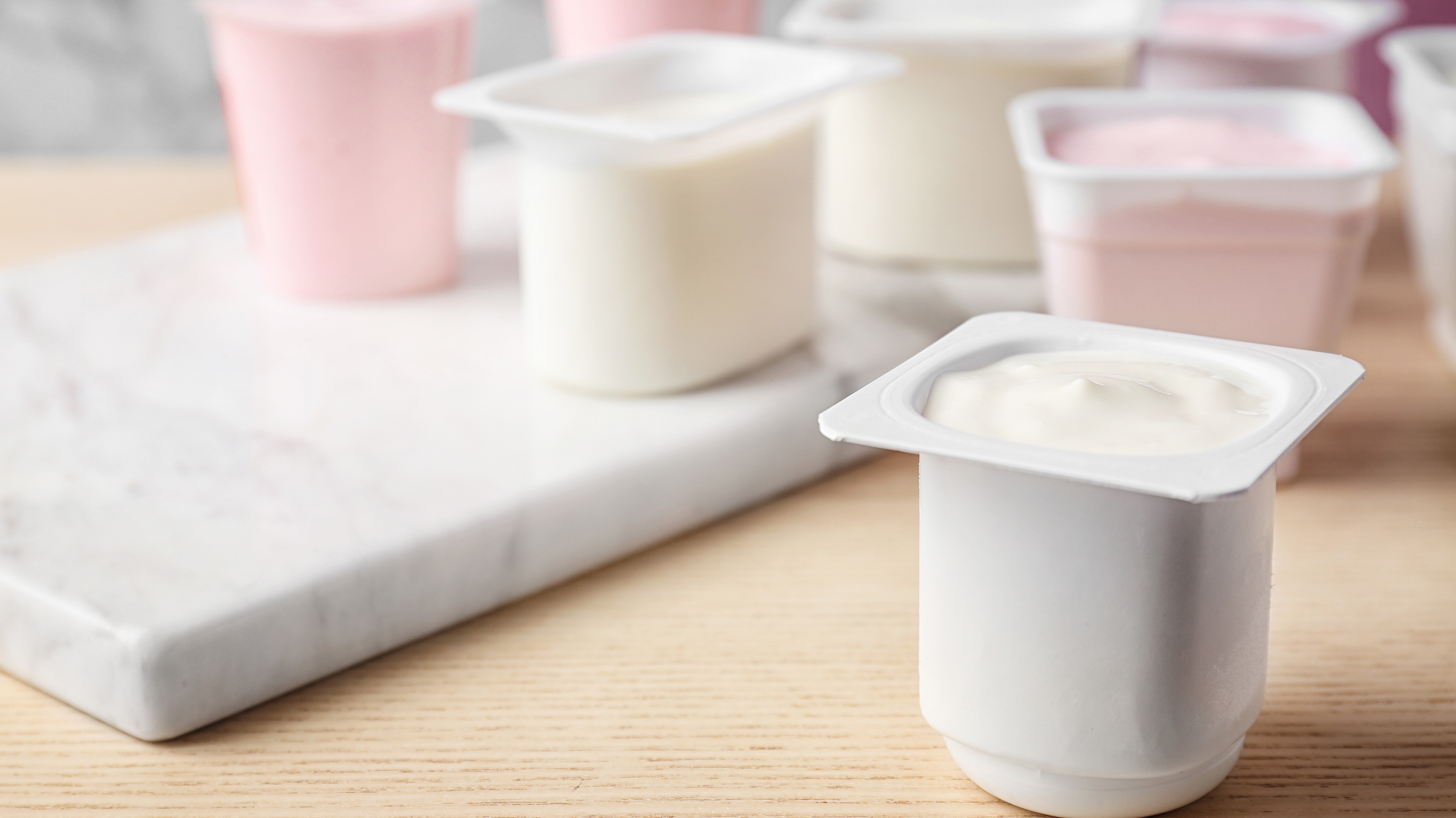 Yoghurt: A food produced by bacterial fermentation of milk. 3840x2160 4K Background.