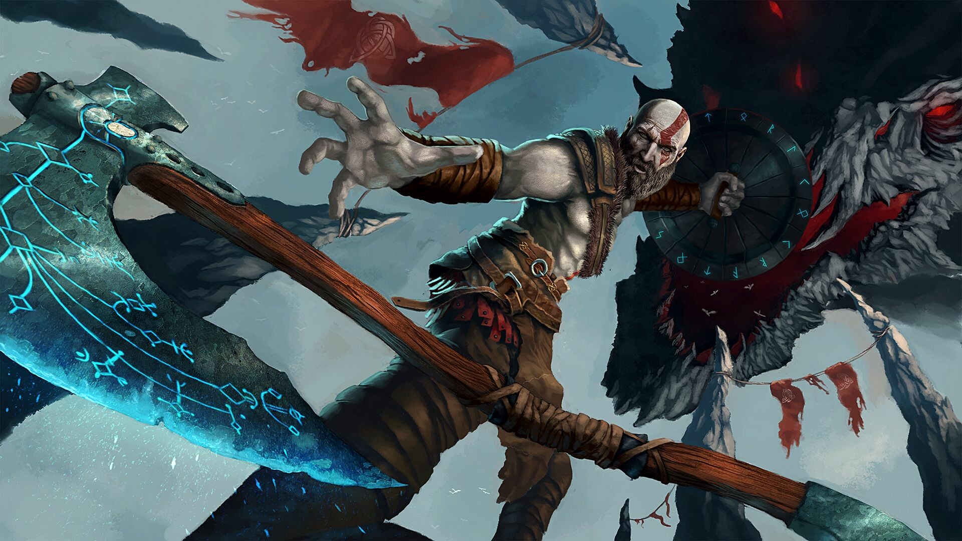 God of War: The series features a range of traditional figures, including those from Greek mythology, such as the Olympian Gods, Titans, and Greek heroes, and those from Norse mythology, including the AEsir and Vanir gods and other beings. 1920x1080 Full HD Wallpaper.