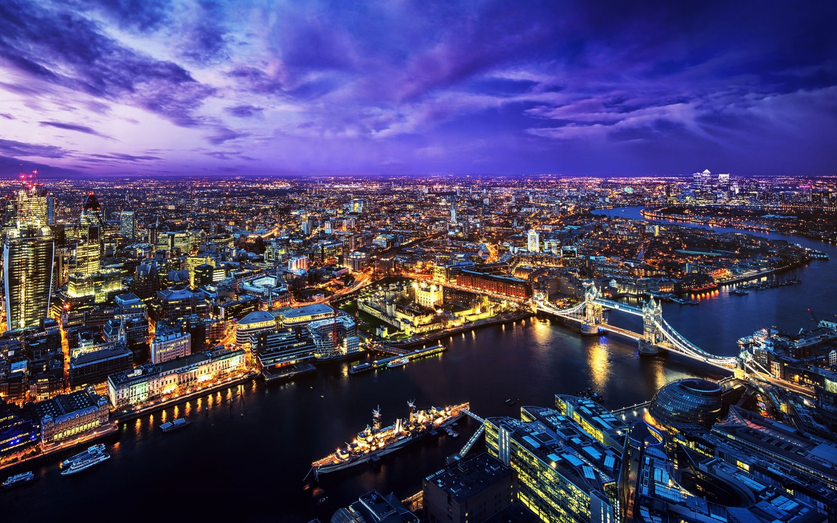 Night Skyline, London, Wallpapers, Backgrounds, 2880x1800 HD Desktop