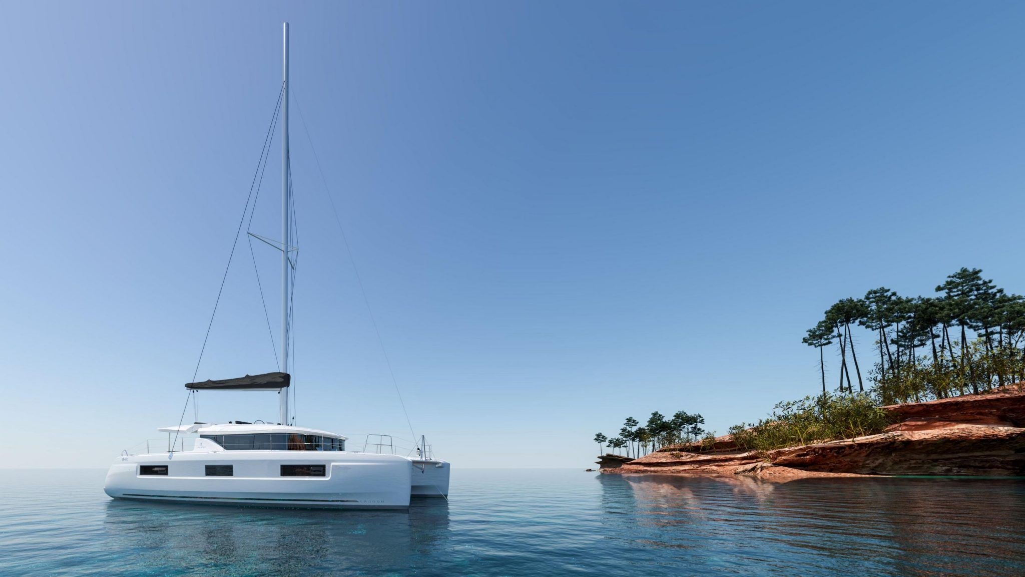 Catamaran: A boat or ship with more than one hull, Blue-water cruising. 2050x1160 HD Wallpaper.