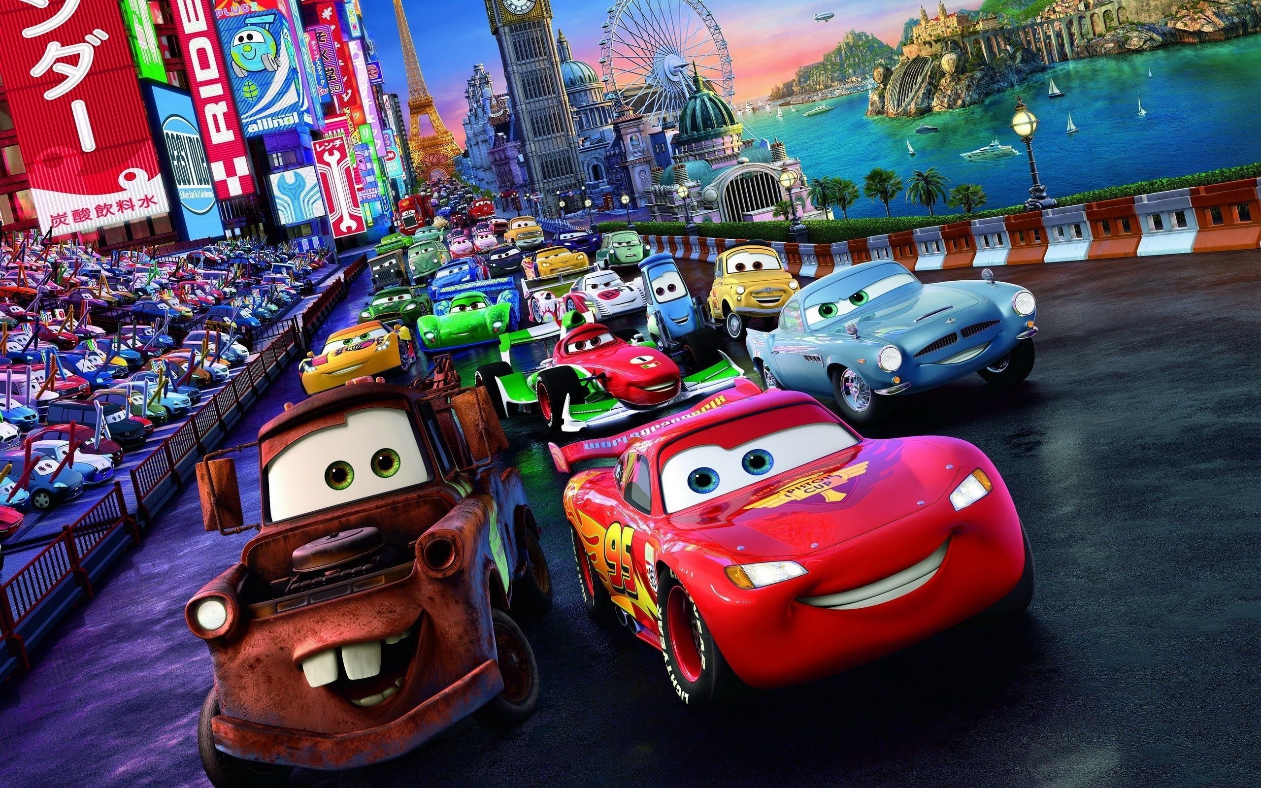 Cars (Disney): Produced by Denise Ream, from a screenplay written by Ben Queen, and a story by Lasseter, Lewis, and Dan Fogelman. 2560x1600 HD Background.