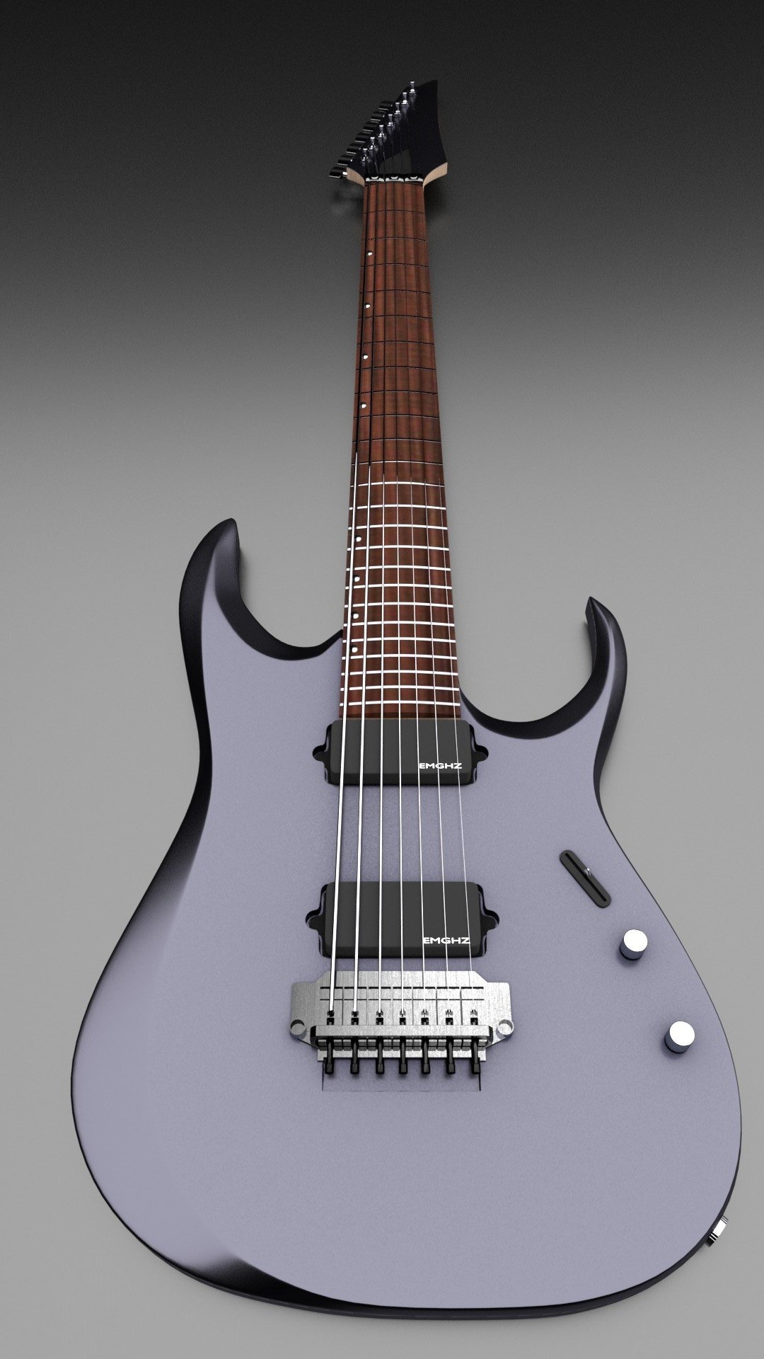 7-string electric guitar, Agile design, Detailed 3D model, Precision craftsmanship, 1080x1920 Full HD Phone